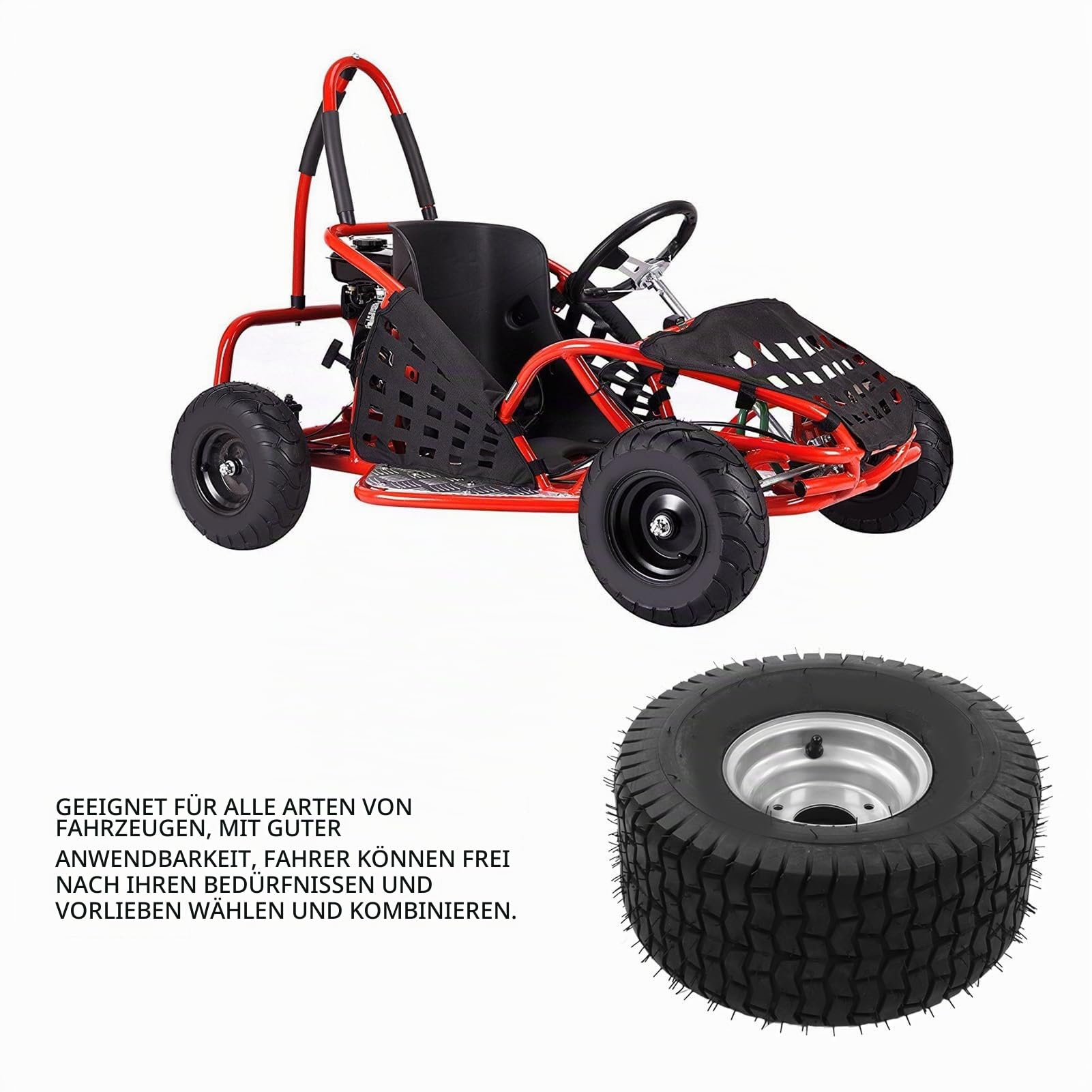15x6,00‑6, Reifen mit Nabe, Explosionsgeschütztes, Verschleißfestes Rad, Stabile Struktur, Go-KartRäder Reifen für Go-Kart, Landwirtschaftliche Fahrzeuge