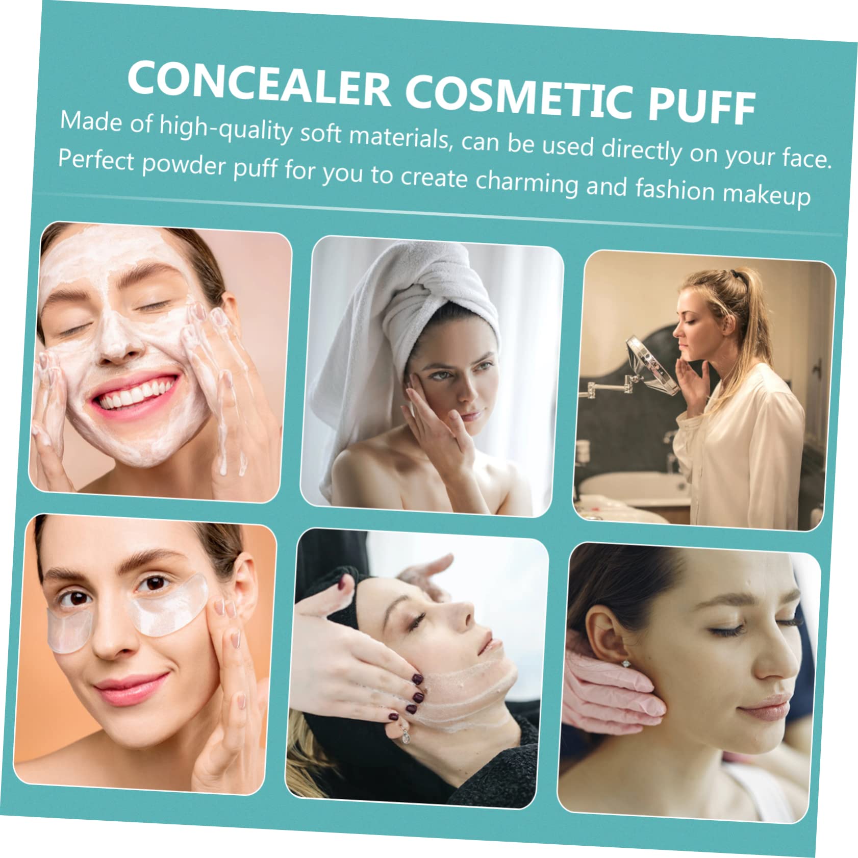 FRCOLOR 20pcs Powder Puff Soft Makeup Applicator for Loose Face Powder Washable Cosmetic Puff with Ribbon for Blending Foundation and Setting Makeup