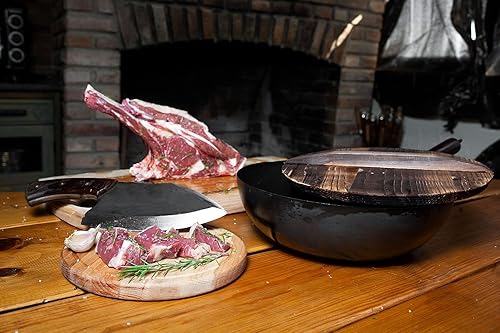 Miniatura 9 de COOLINA Alpha Duo - Juego de cuchillos Lixy Cleaver & Tungsten XL, acero de alto carbono forjado a mano, afilado, espiga completa, mango ergonómico