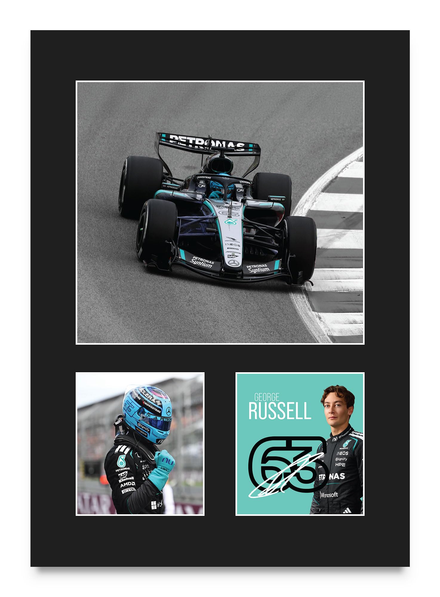HWC Trading George Russell Gifts Printed Signed Autograph Picture for F1 Formula 1 Racing Fans - A4 Portrait (ID-009262)