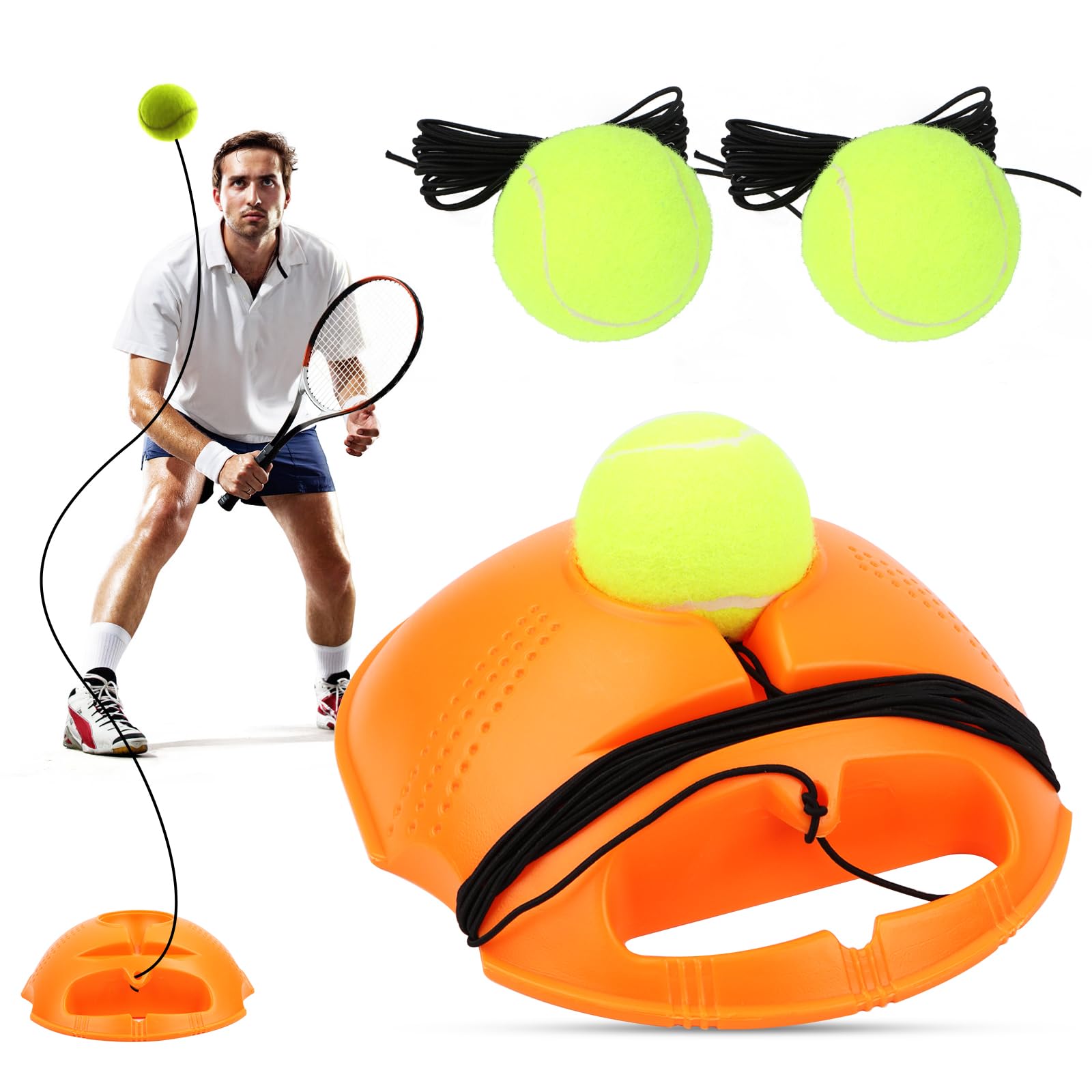 Entrenador de tenis autoguiado con 3 pelotas de rebote y cuerda para principiantes, niños y adultos