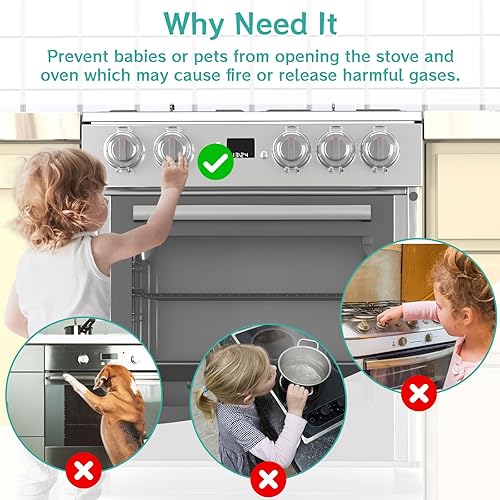 Miniatura 7 de AOSITE Fundas para pomos de estufa para la seguridad de los niños, paquete de 5 fundas mejoradas para pomos de estufa de gas con adhesivo fuerte,