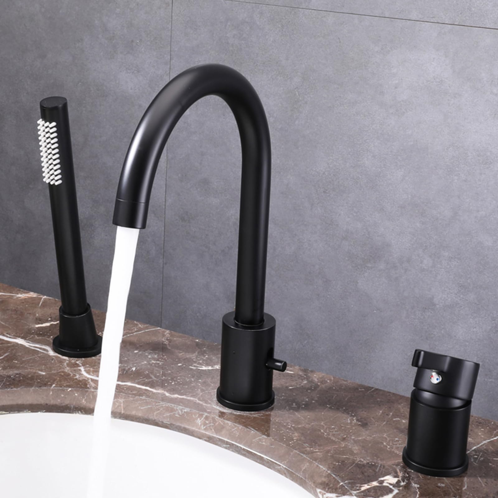 Mitigeur de bain-douche col de cygne rotatif au design épuré 3 trous