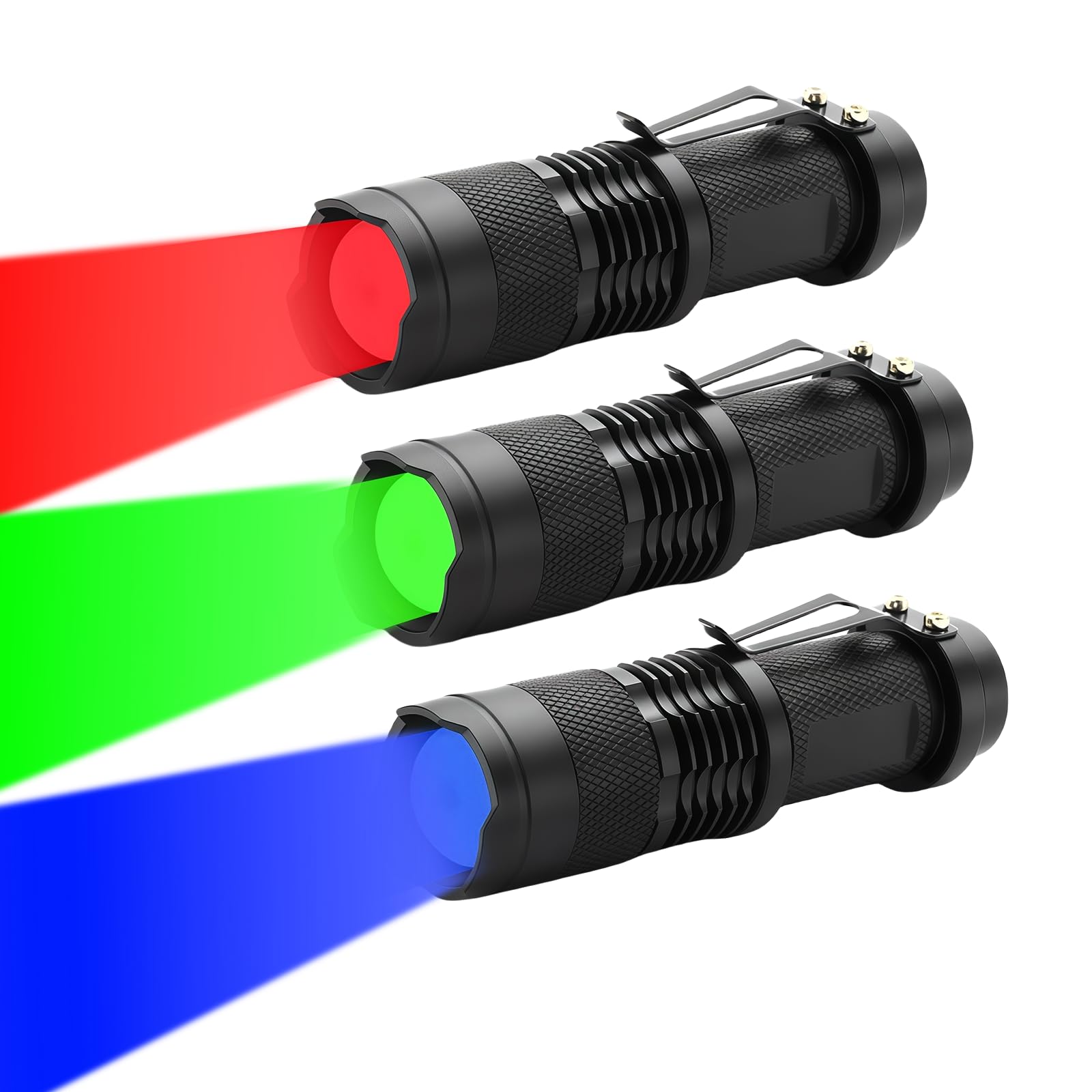 LIAISIMI LED-Taschenlampe Multifunktions-Arbeitsleuchte Tragbare Mini-Lampe 3 Modi einklappbare Taschenlampe Ideal für Camping, Wandern, Nachtsicht, Nachtangeln, Astronomie und Notfälle (3, R+B+G)