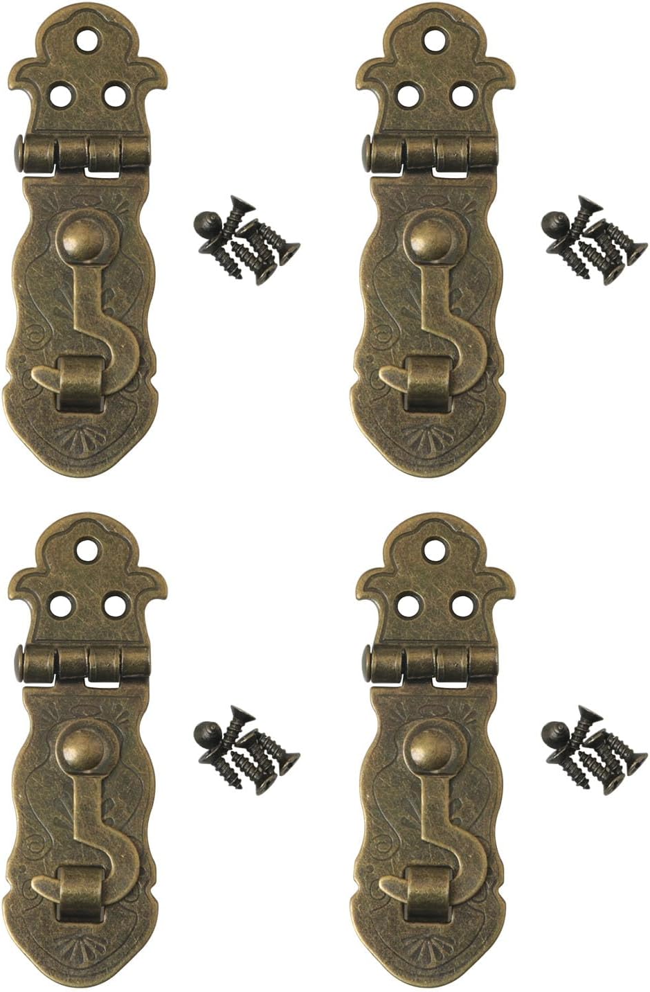 DGBRSM 4PCS 90 Degree Hardware Bronze Tone Metal Antique Latch Diary
