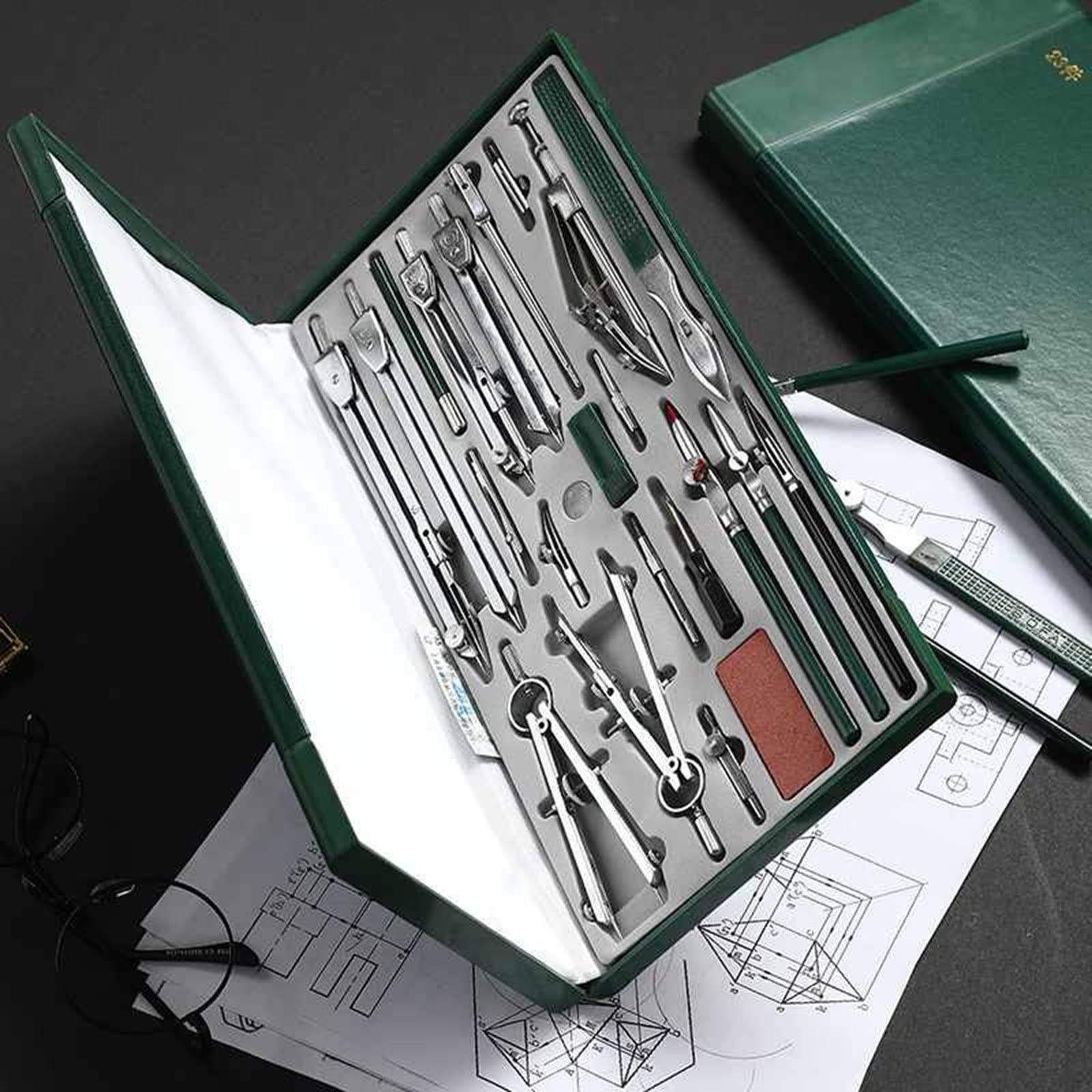 Juego de geometría profesional, kit de herramientas de brújula de matemáticas, herramientas de precisión de metal para escuela, hogar, oficina