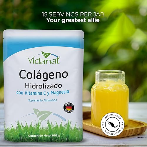 Miniatura 7 de Vidanat Colágeno hidrolizado puro con vitamina C y magnesio Apoya la piel, el cabello, las uñas y la salud de las articulaciones Proteína en polvo