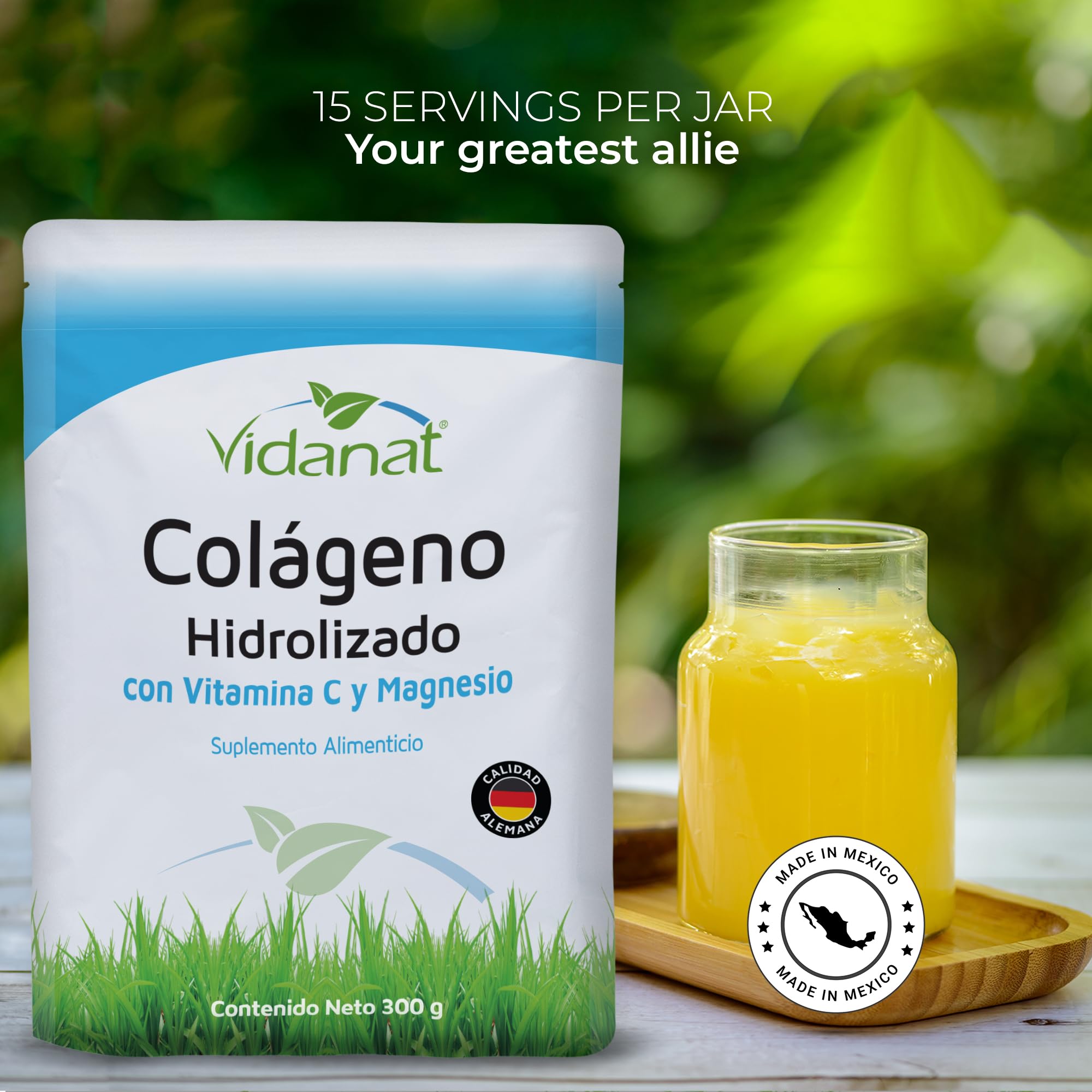 Vidanat Pure Hydrolyzed Collagen with Vitamin C & Magnesium – Supports Skin, Hair, Nails & Joint Health – High-Absorption Protein Powder – 300g (Pack of 1)