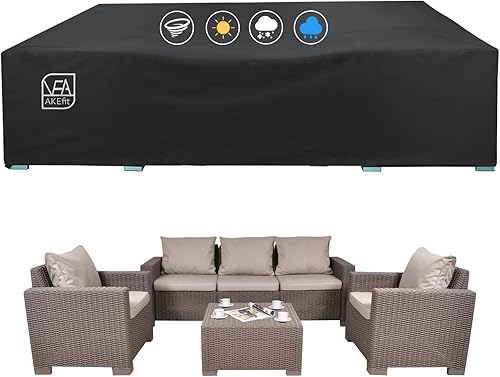 AKEfit Juego de fundas seccionales para muebles de patio, fundas seccionales para exteriores, impermeables, resistentes al agua, fundas grandes para