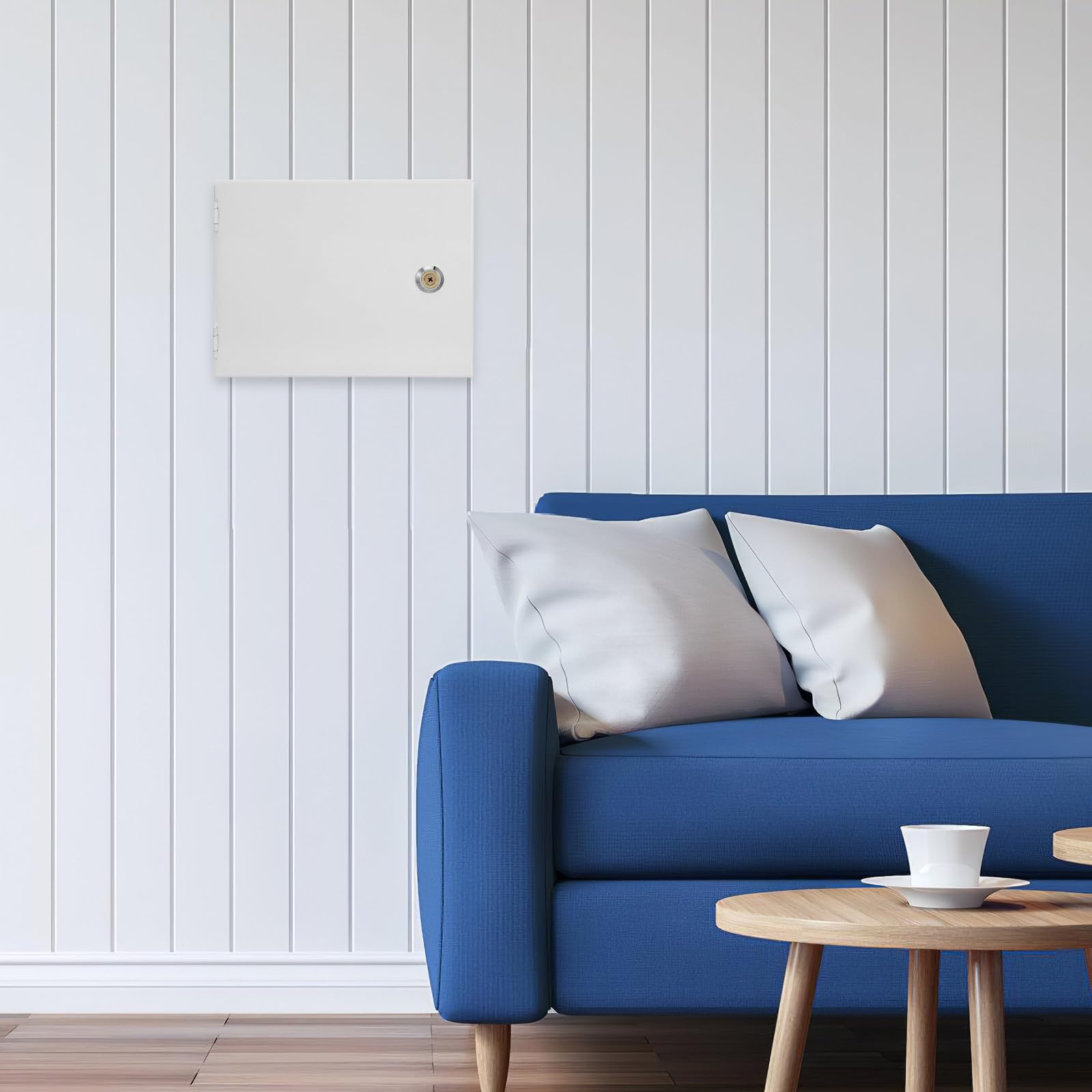 Caja de Seguridad de Hierro Blanco con Llave para Panel de Alarma, Resistente Intemperie, Fácil Instalación y Montaje en Pared para Hogares y Tiendas