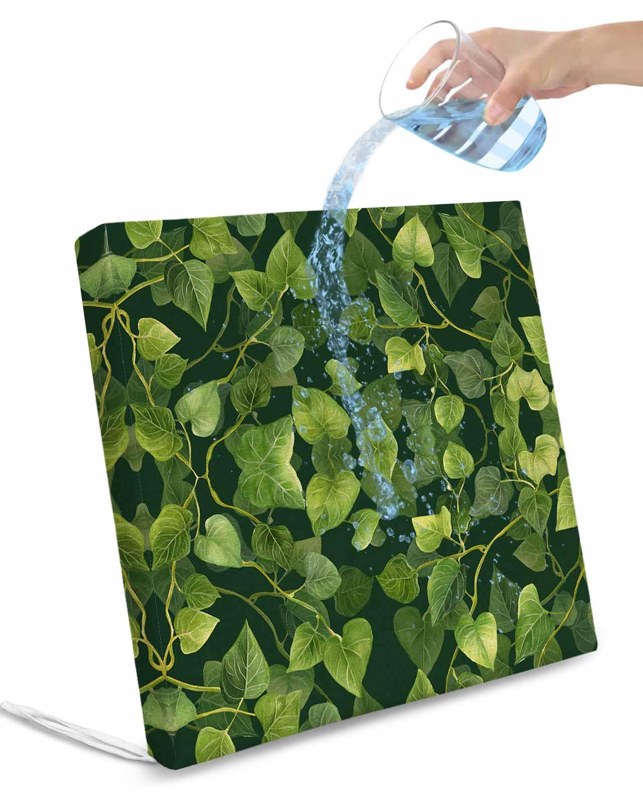 2 Pack Summer Leaves Waterproof Cushion Covers with Ties, Outdoor Patio Chaise Lounge Chair Seat Cushion Slip Covers Replacement(Only Cover) Retro Abstract Botanical Pastoral 22