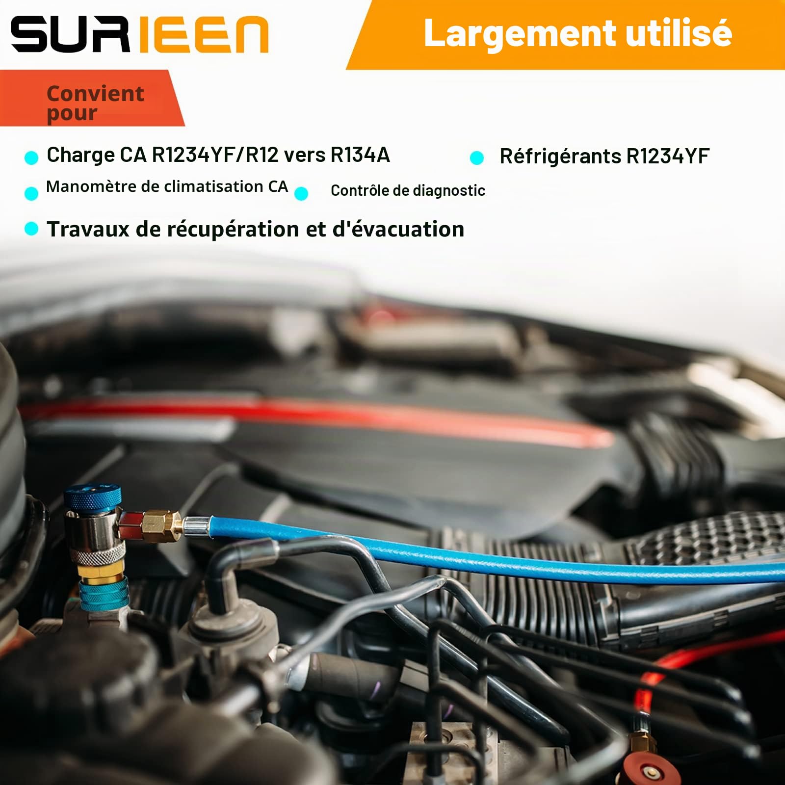 2 pièces Coupleurs Rapides R1234YF vers R134A Adaptateurs de Coupleurs Rapides R1234YF et Connecteurs de Raccord de Tuyau AC pour Charge Réfrigérante R1234YF A/C