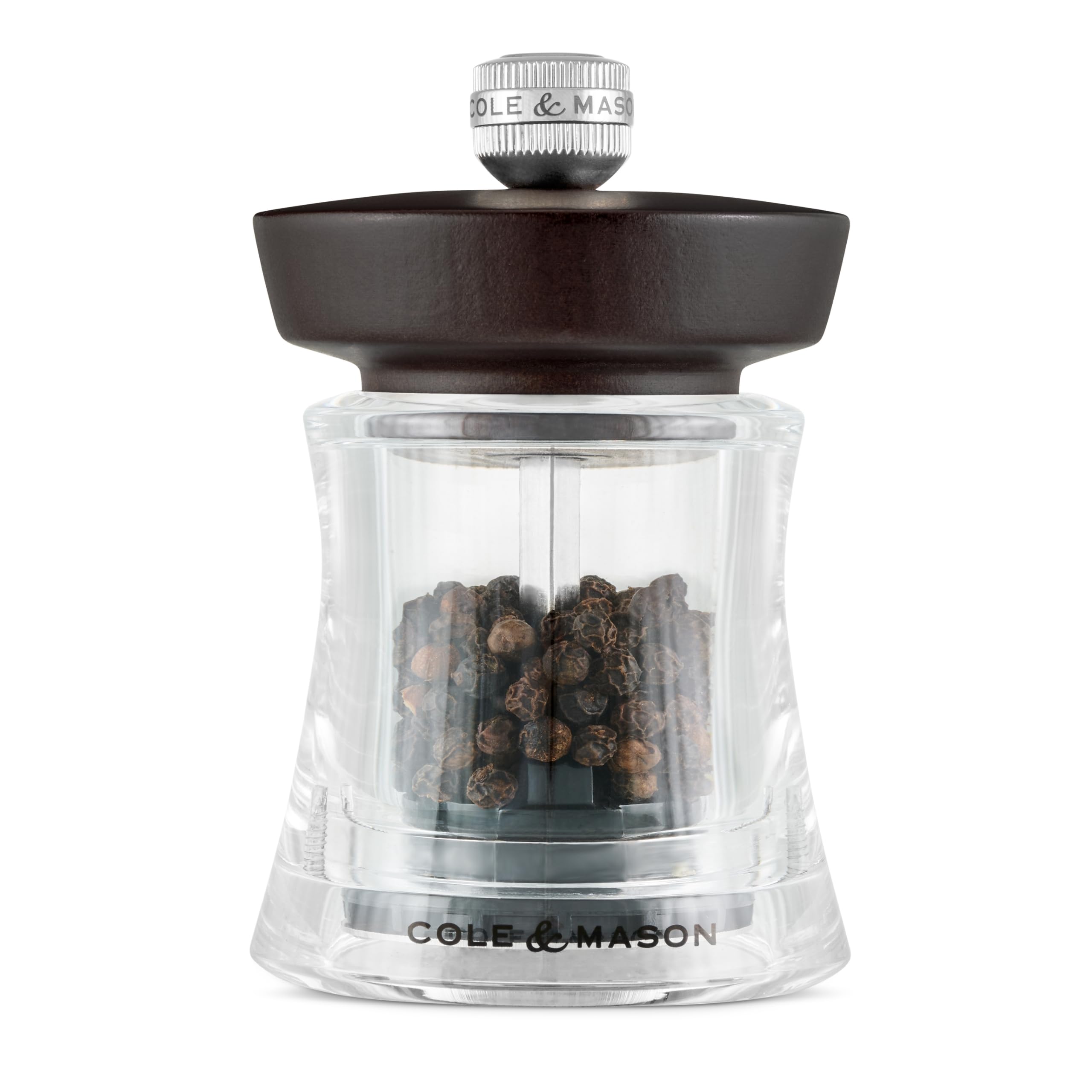 Cole & Mason Brown Holborn Pepper Mill Chocolate Beech, 95Mm, Pepper Grinder With Adjustable Coarseness, Precision+ Carbon Mechanism, Lifetime Mechanism Guarantee