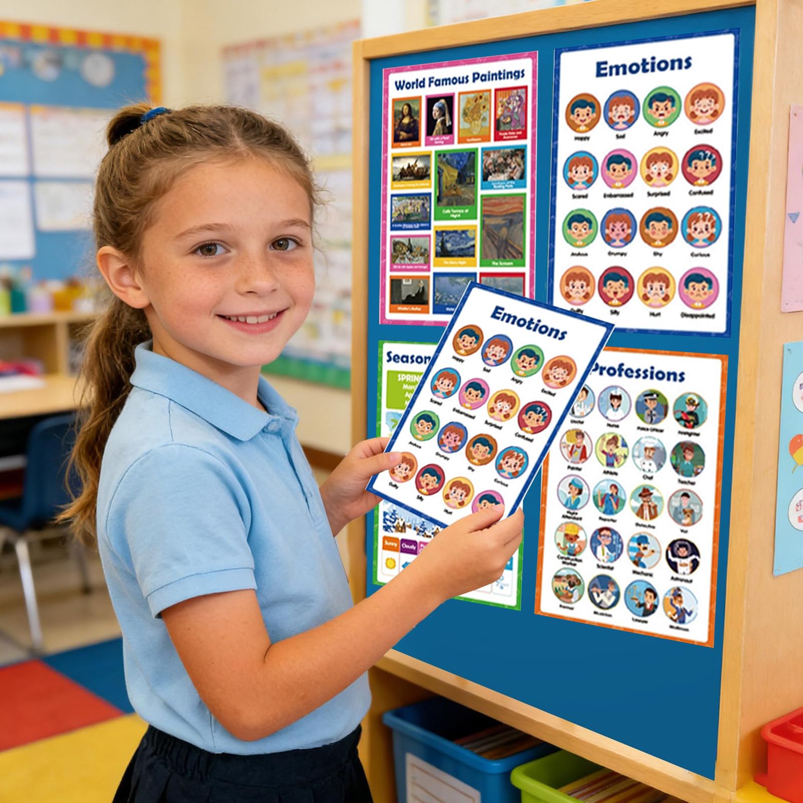 Poster educativi 20 fogli apprendimento interattivi riutilizzabili 42x28cm carta colori vivaci aula scuola materna