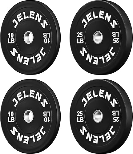 Miniatura 12 de Juego de Placas de Peso para Barra Olímpica JELENS, Juego de Pesos de Goma de 2 Pulgadas Negro/Colorido para Entrenamiento de Fuerza y Levantamiento