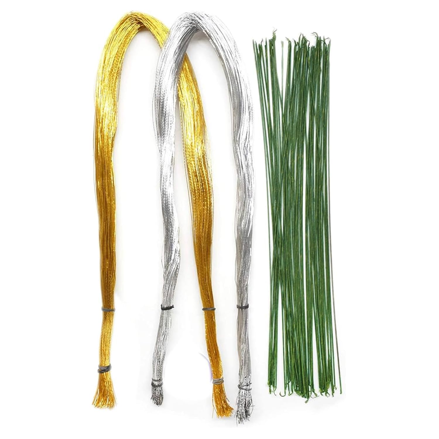 Floral Stem Wire Set for Flower Making – Gold, Silver, Green (Pack of 50 Each)