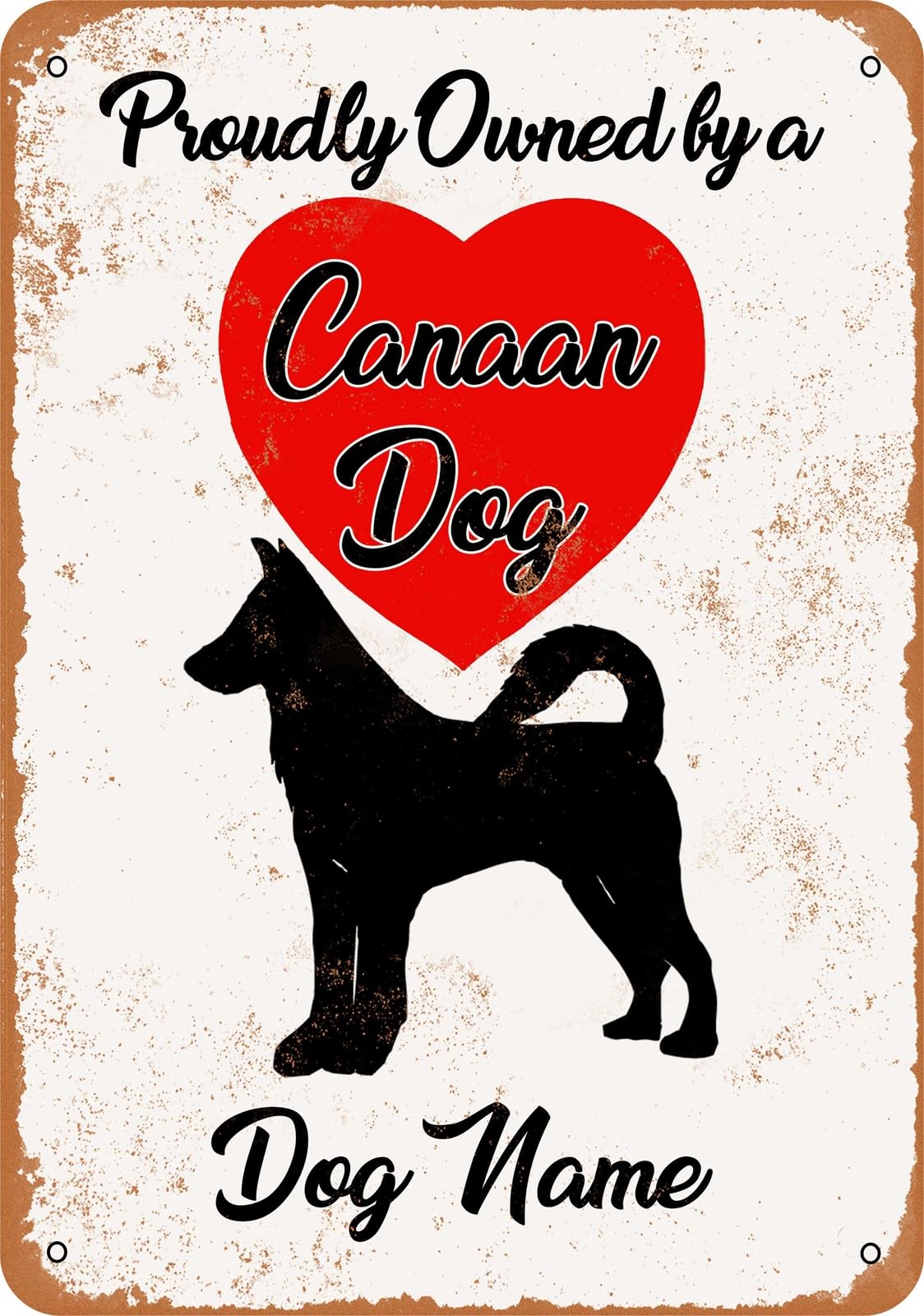 Miaomansenstore Metal Sign - Custom Dog Name - Canaan Dog 2 - Vintage Look Home Decor