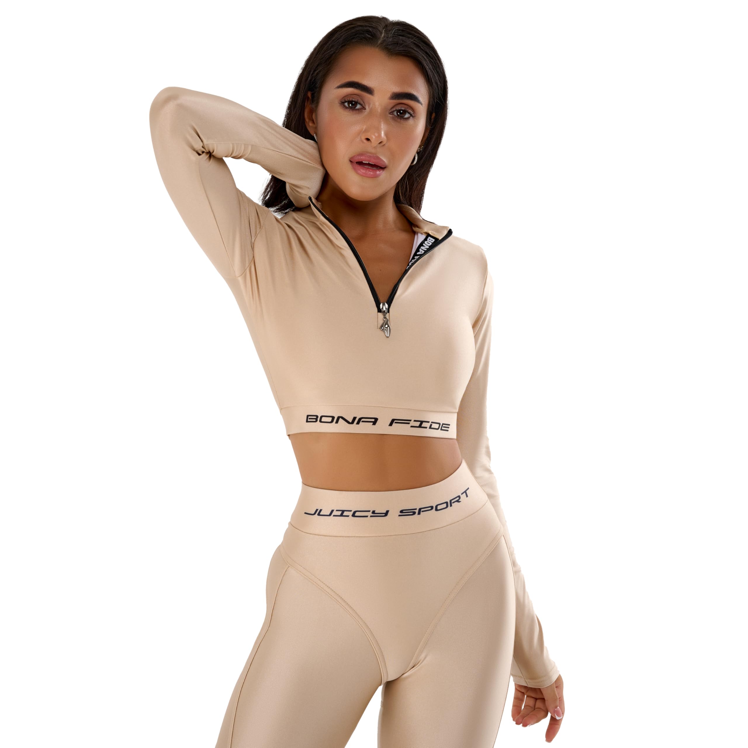 Bona Fide Sport Top Damen - Crop Top Bauchfrei Kompression Atmungsaktiv | Fitness Shirt kurz- oder langärmelig, enganliegend, dehnbar, für Gym und Laufen