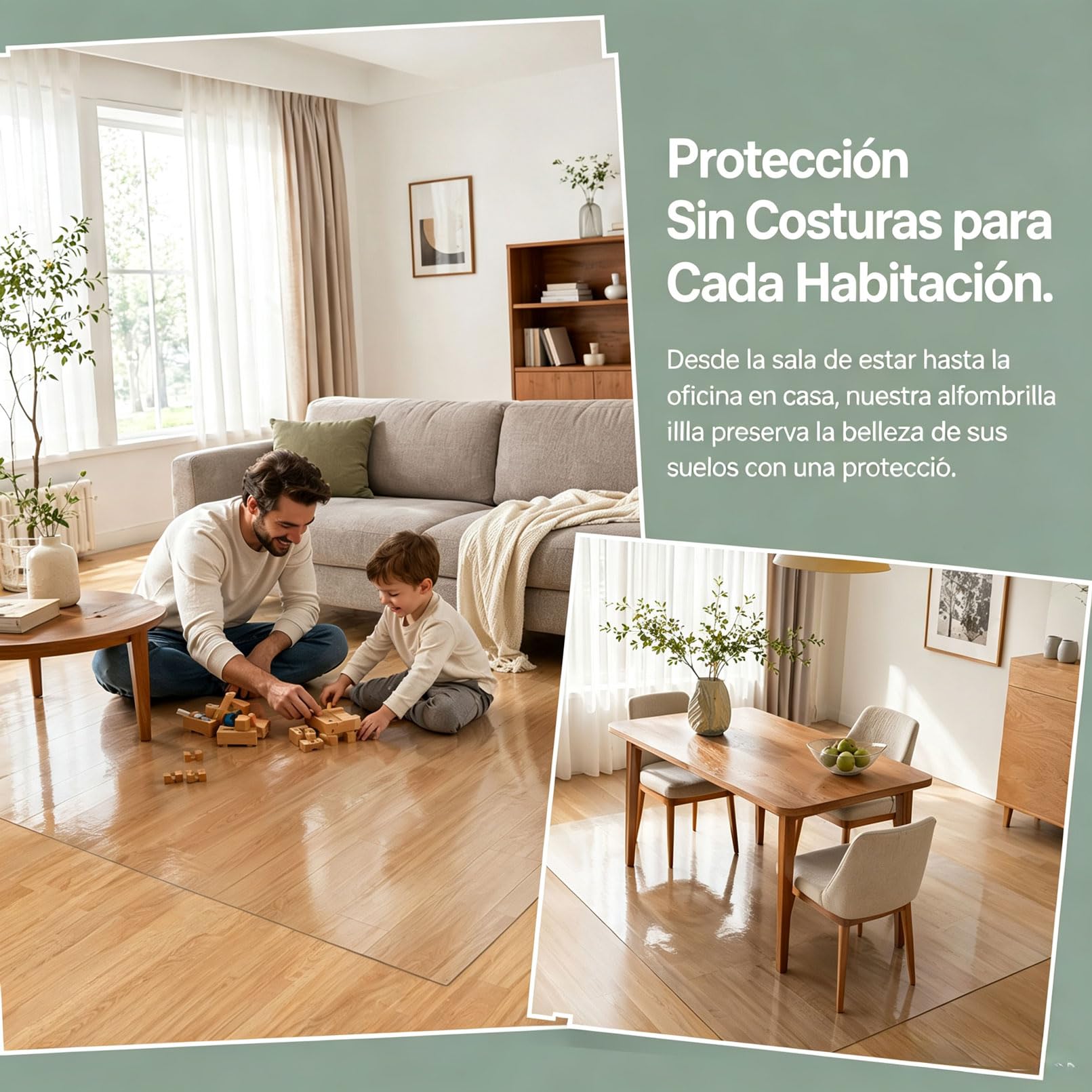 Tapete PVC Transparente Protector Parquet 45x120cm 1,5 mm Alfombrilla Antideslizante Silla Oficina con Ruedas Antiarañazos