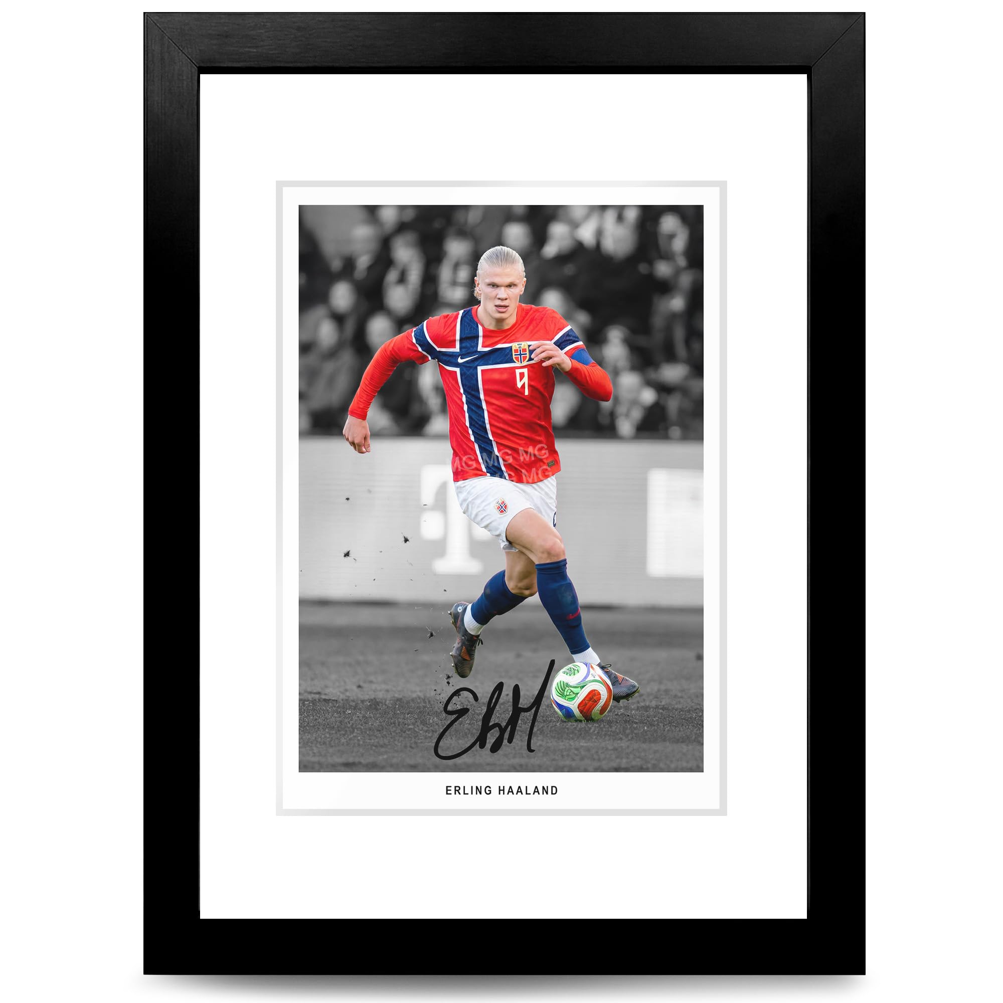 Erling Haaland Manchester City Signed Photo Poster A4/A3 Print Picture Display Framed Autograph Memorabilia for Football Fans Gift Norway (Norway A4 Framed)