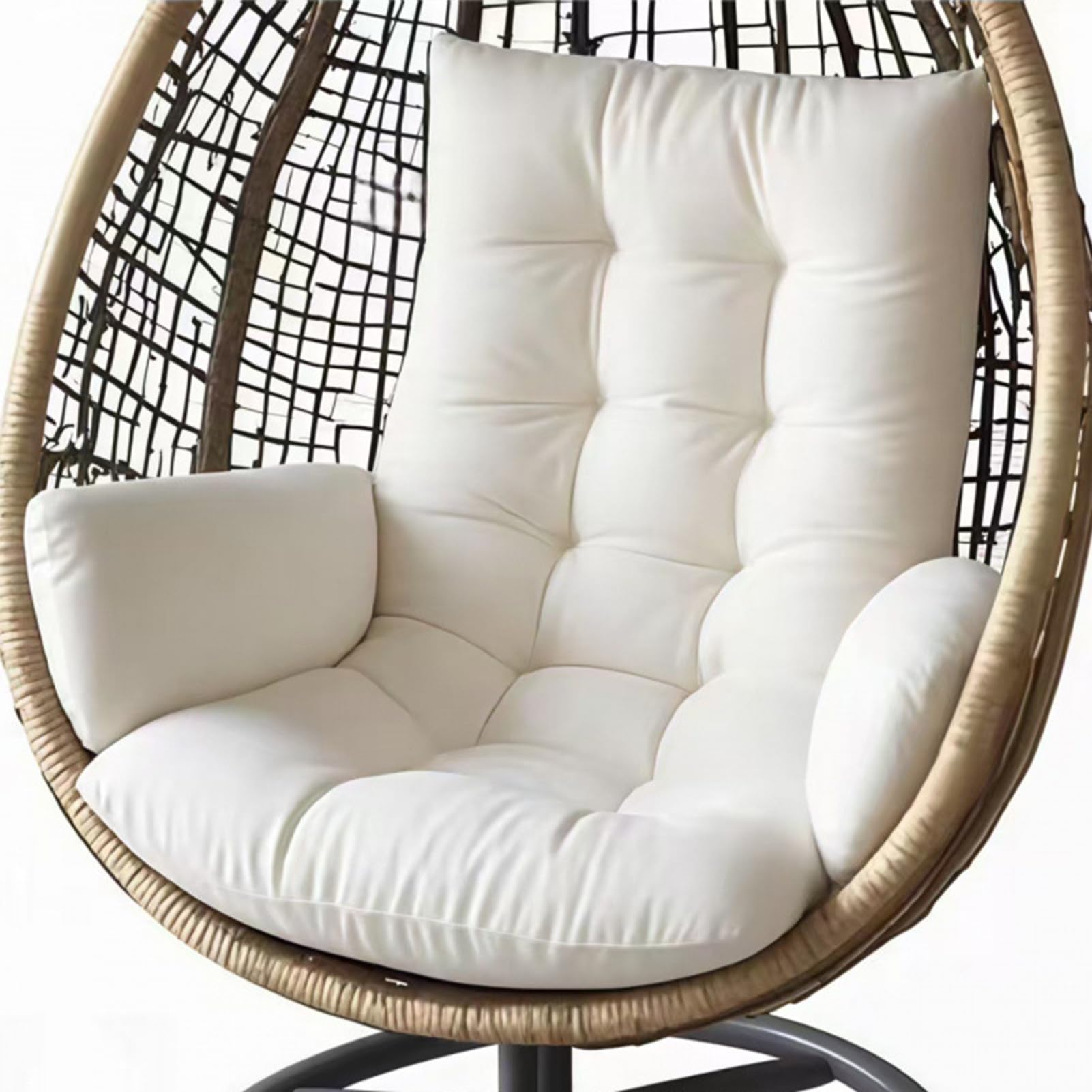 Genérico Cojín para Silla Colgante De Exterior, Cojín De Jardín,Cojín Lavable para Mecedora, Cojín para Columpio Colgante, Engrosado Cojín para Asiento De Cesta Colgante,Blanca