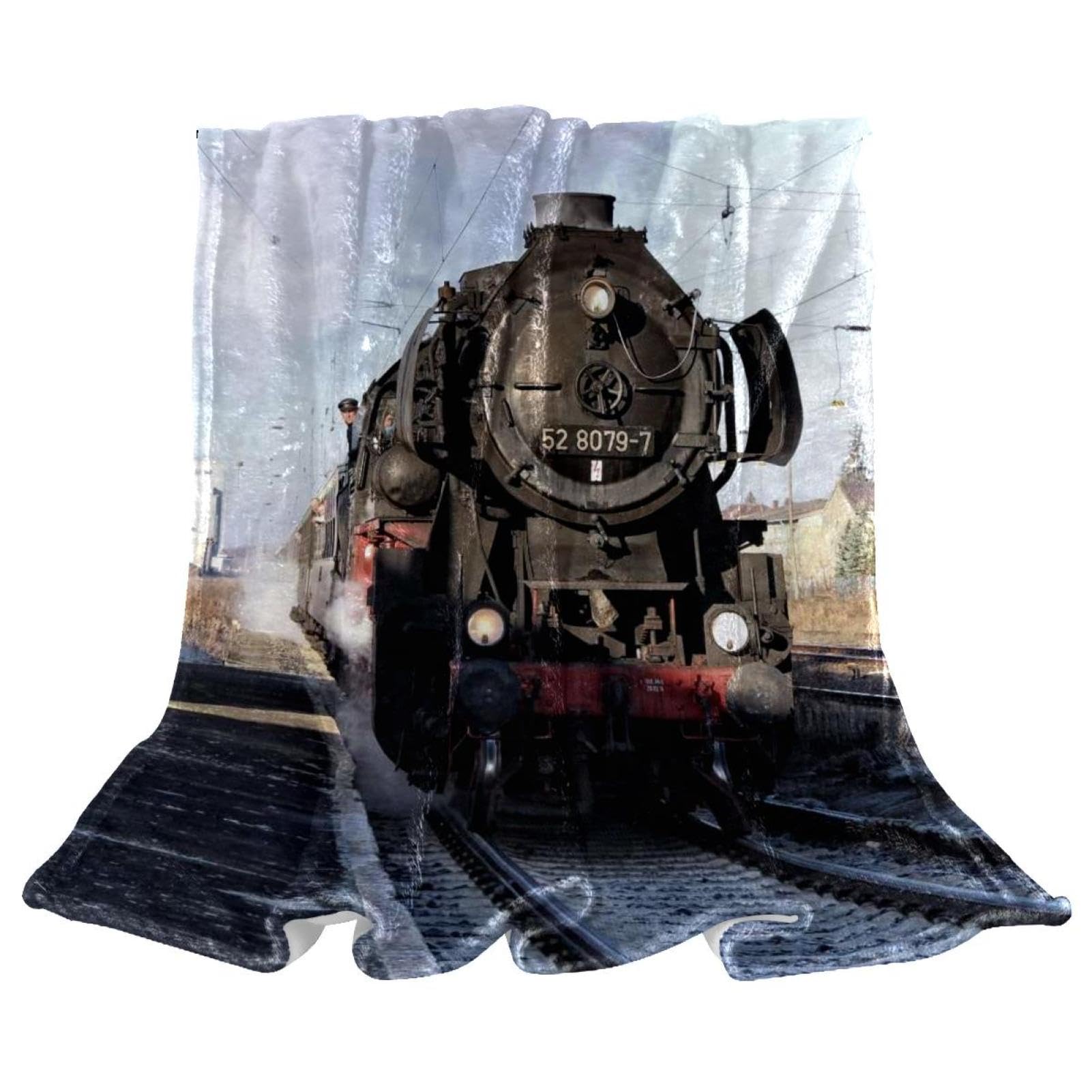 Couverture polaire train pour soiree cocooning sur le canape de votre salon