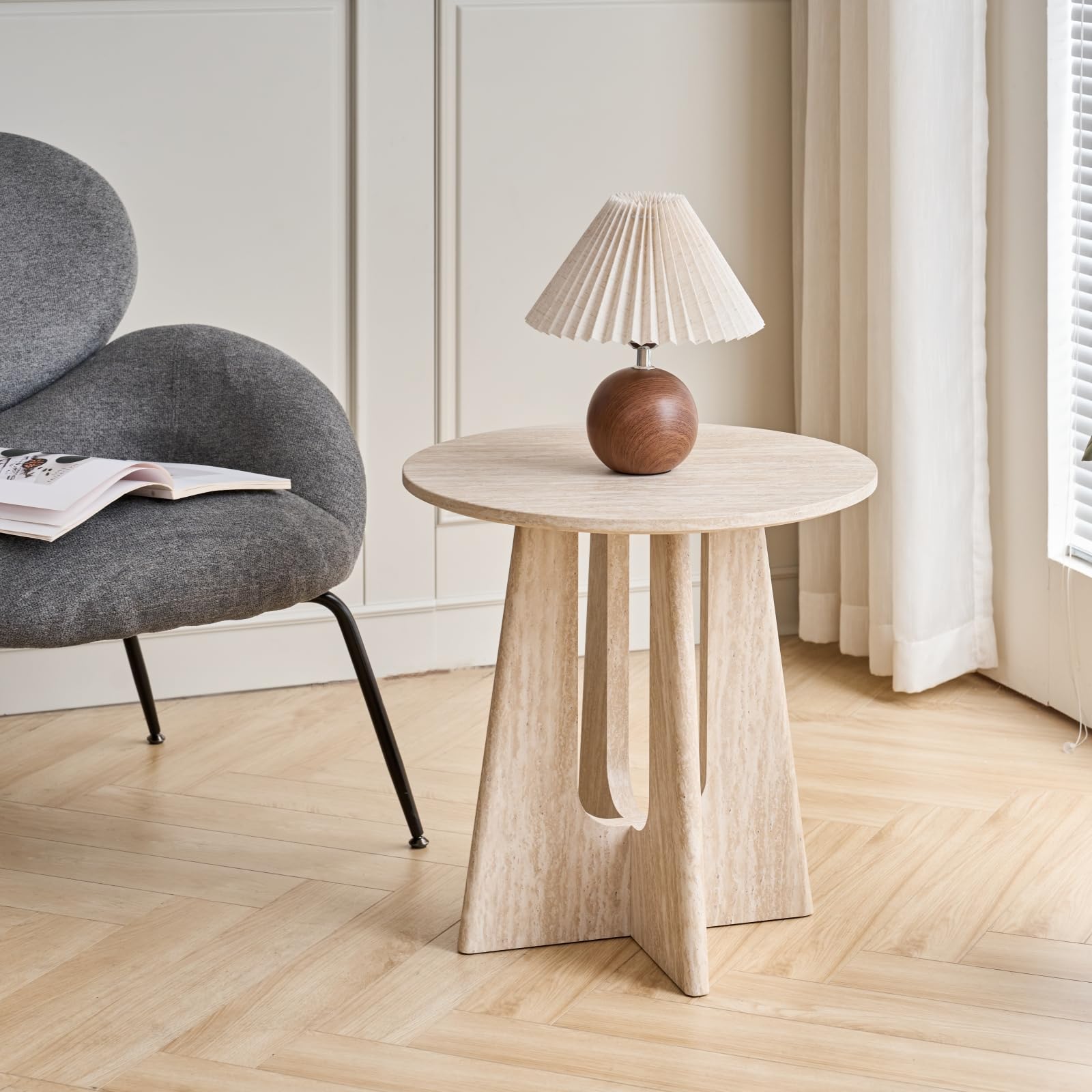 GrandCA HOME Lot de 2 Table Basse Ronde, Table D'appoint de Salon de Style Minimaliste Moderne, Matériau en Panneaux de Fibres de Densité Moyenne, Convient pour Le Salon, La Chambre à Coucher - Beige