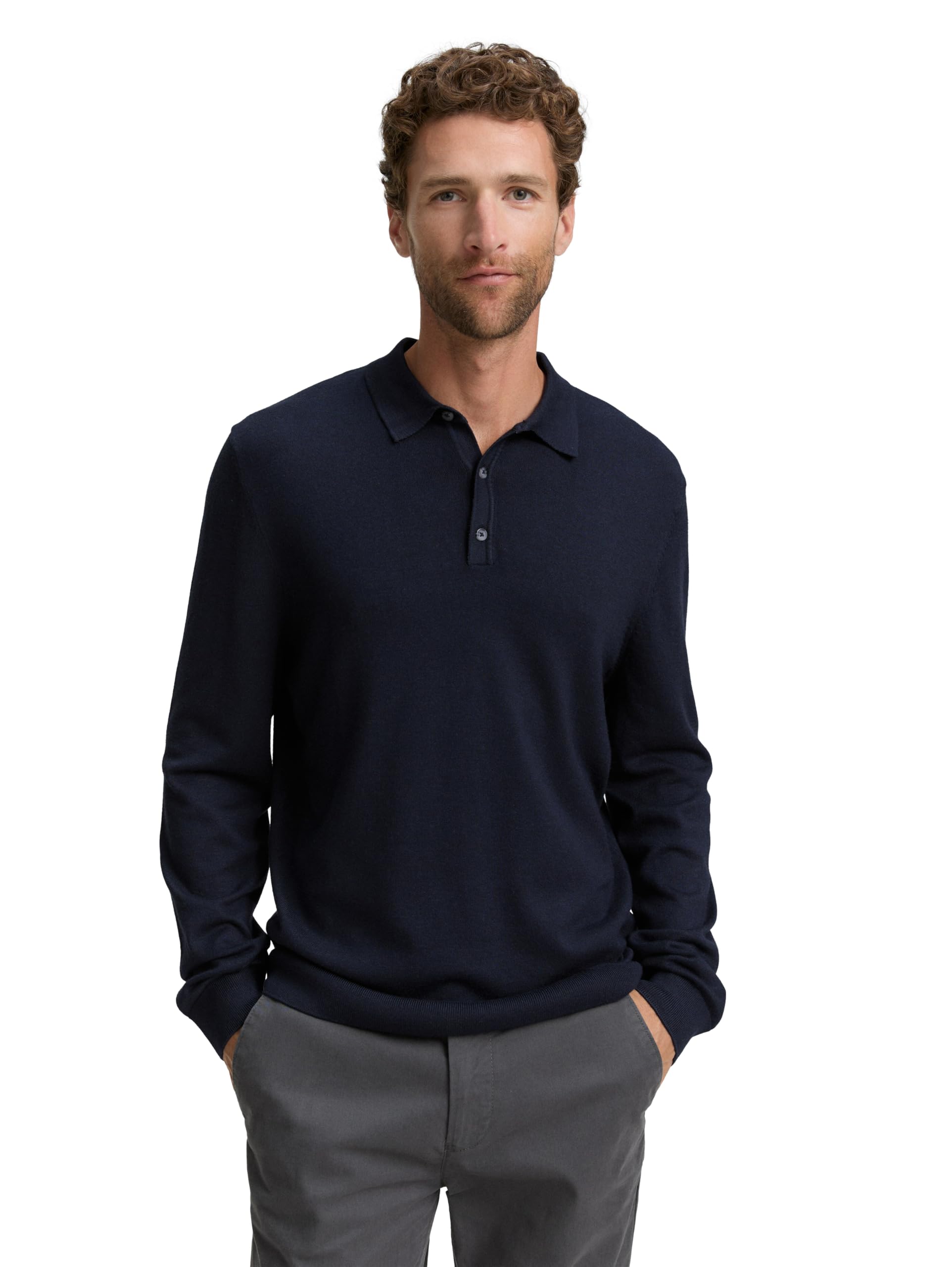 TOM TAILOR Herren Strick-Poloshirt aus Viskose