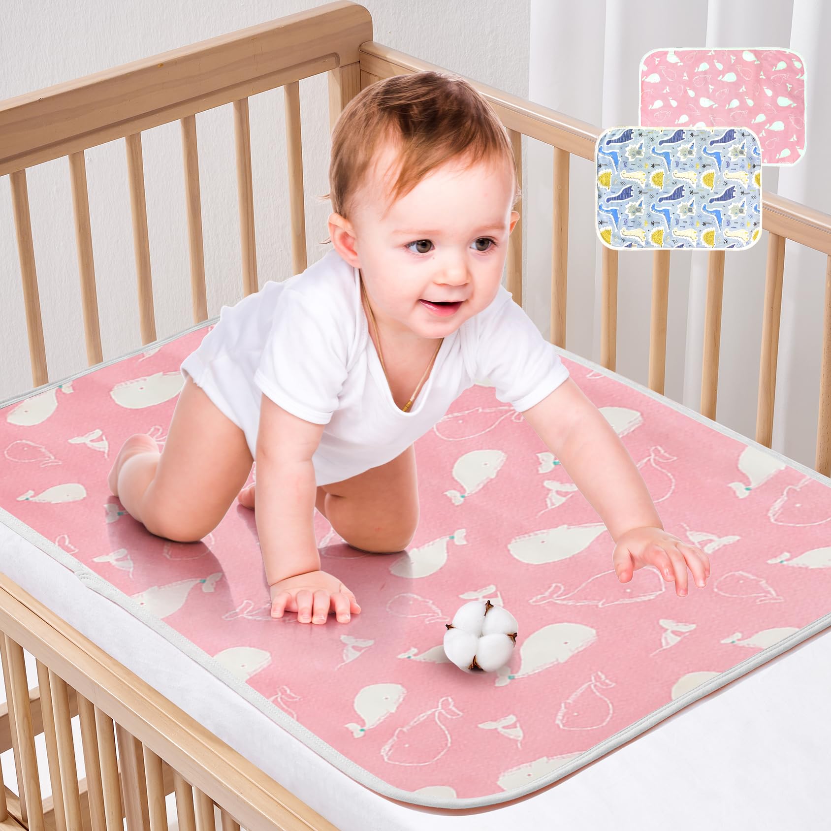 2 Pcs Baby Diaper Changing Pad, Maveek 19.7'' X 27.6'' Newborns Waterproof Diaper Pad Reusable Nappy Multi Function Washable Mat for Home and Outdoor(