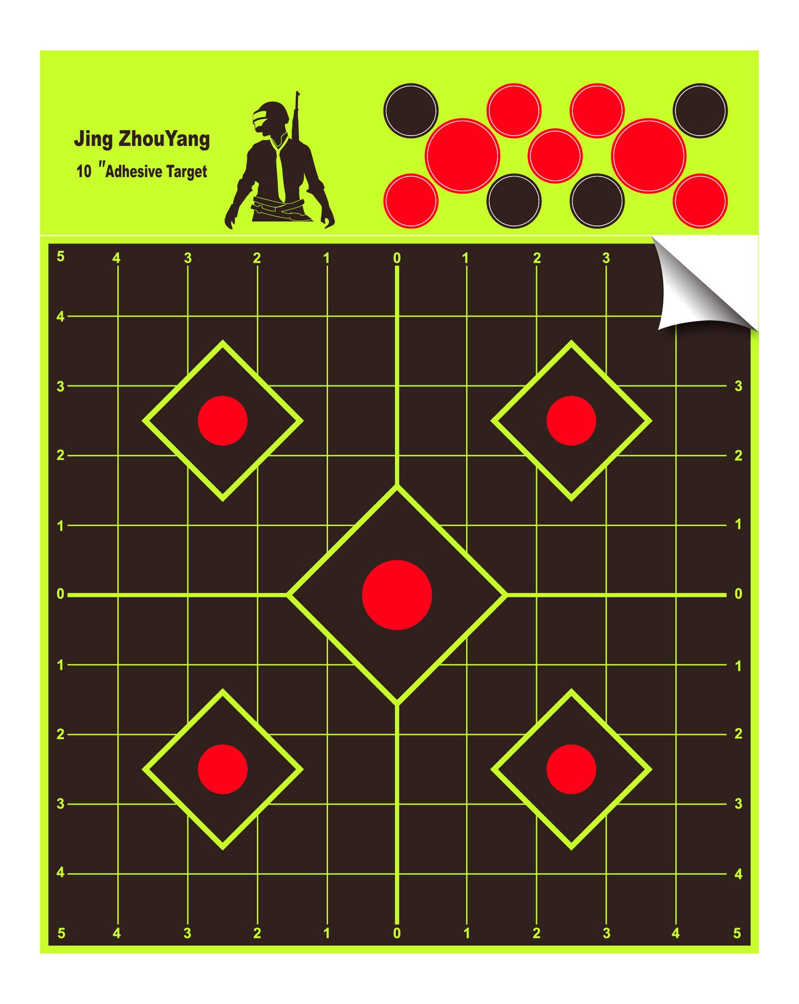 JingZhouYang - Reusable Splash Shooting Target, 10x10inch self-Adhesive Fluorescent Yellow Aiming Target for Indoor and Outdoor Shooting ranges