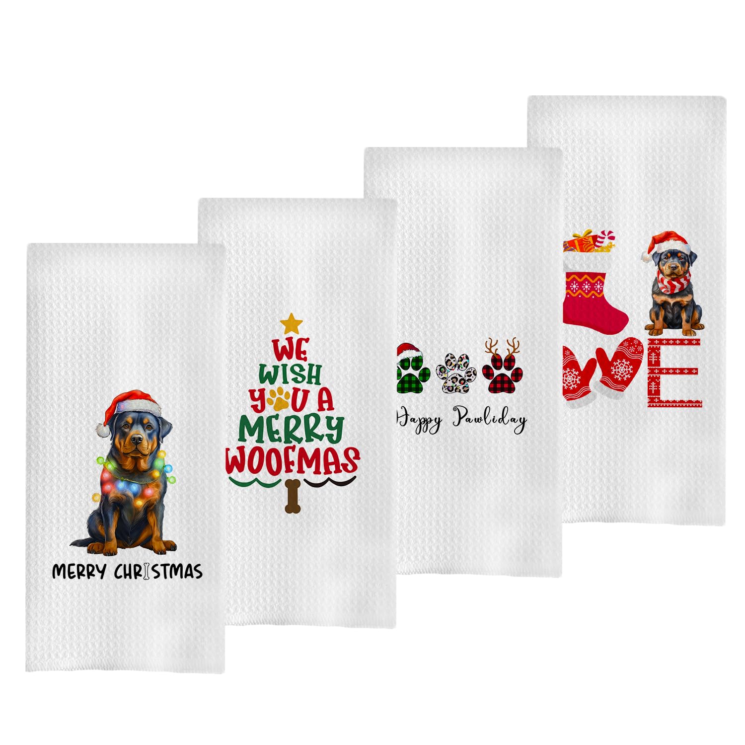 Paños de cocina Rottweiler de Navidad, decoración festiva para su hogar