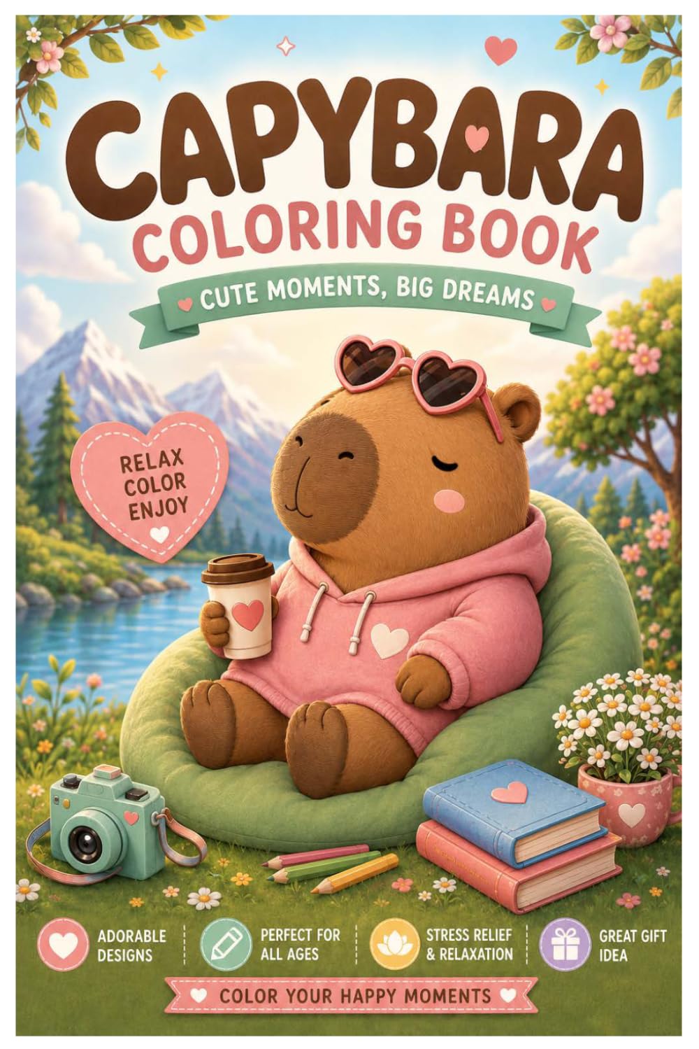 CAPYBARA COLORING BOOK: Cute Moments, Big Dreams