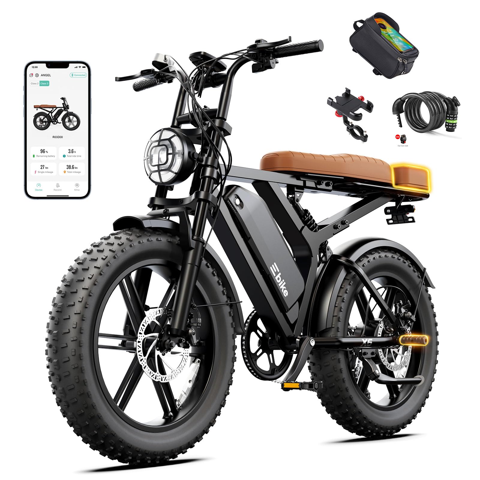 SISIGAD Electric Bike for Adults, 2000W Peak Motor E Bike with 48V Removable Battery, 65-120 Miles Range Electric Bicycle, 20 * 4" New All-Terrain Ebike with 7 Speeds, Full Suspension