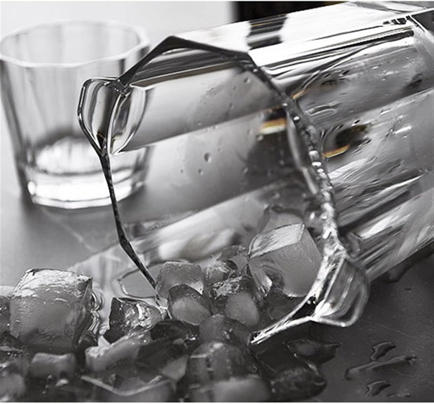 Cubitera Botella Vino Cubo de Hielo de Vidrio Transparente con manijas portátiles y Bebida de Hielo bañera 1.6l Recipiente de Hielo para Vino de Cerveza de champán