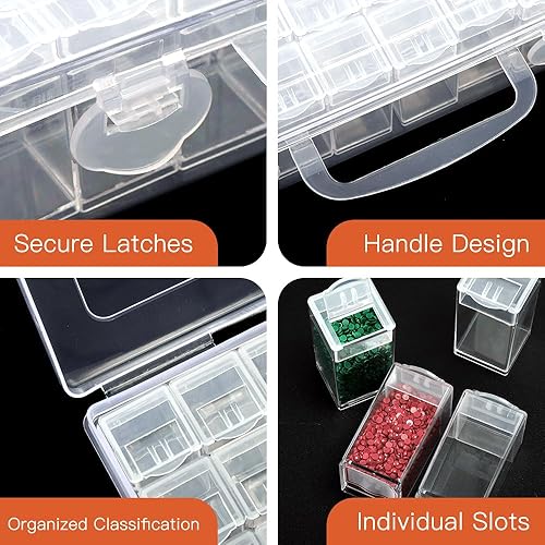 Miniatura 3 de WELYEA 1 paquete de 32 contenedores de almacenamiento de pintura de diamante, organizador y almacenamiento de cuentas, accesorios de pintura de