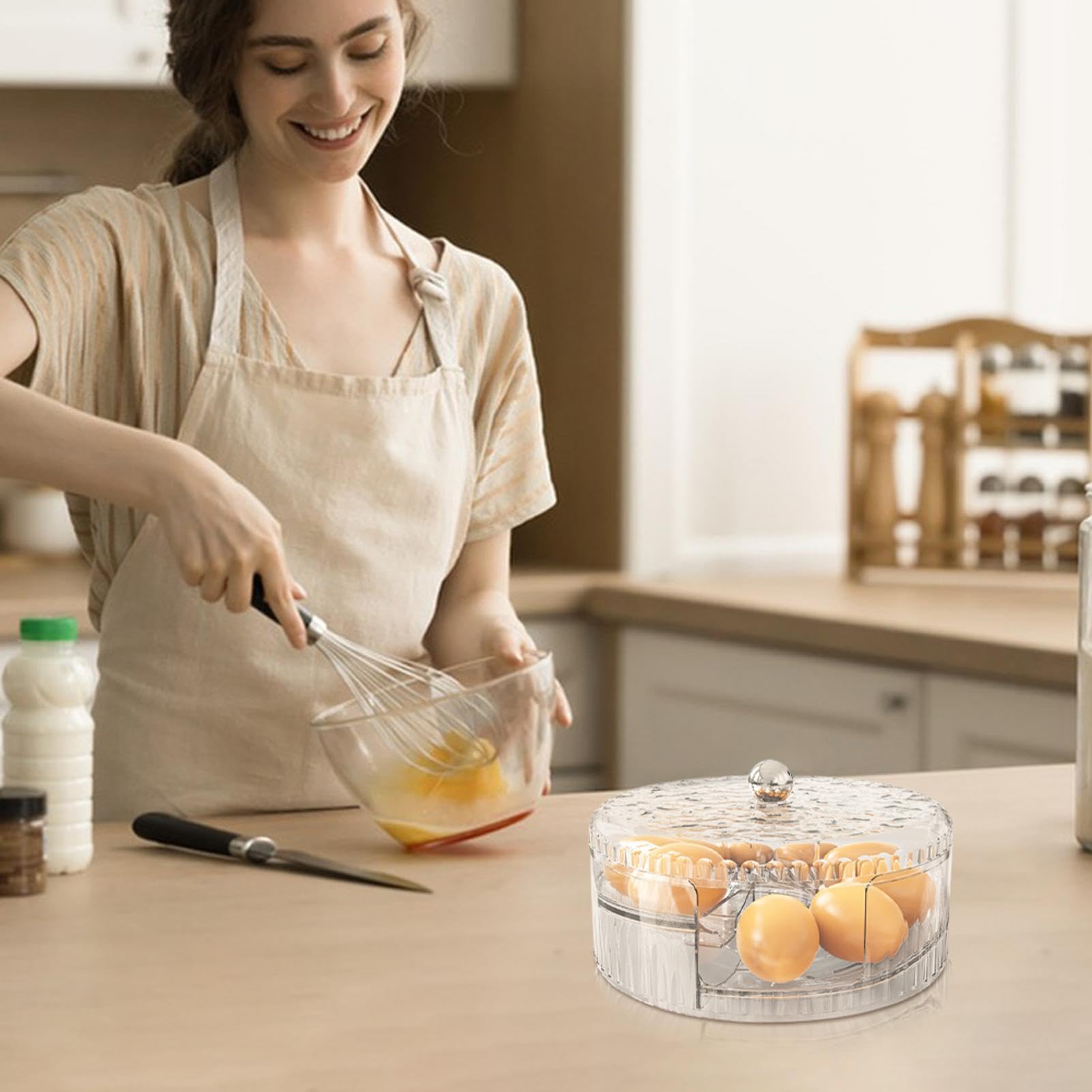 Support à Oeufs à Roulettes Automatique Pour Réfrigérateur - Organiseur 14 Oeufs Blanc