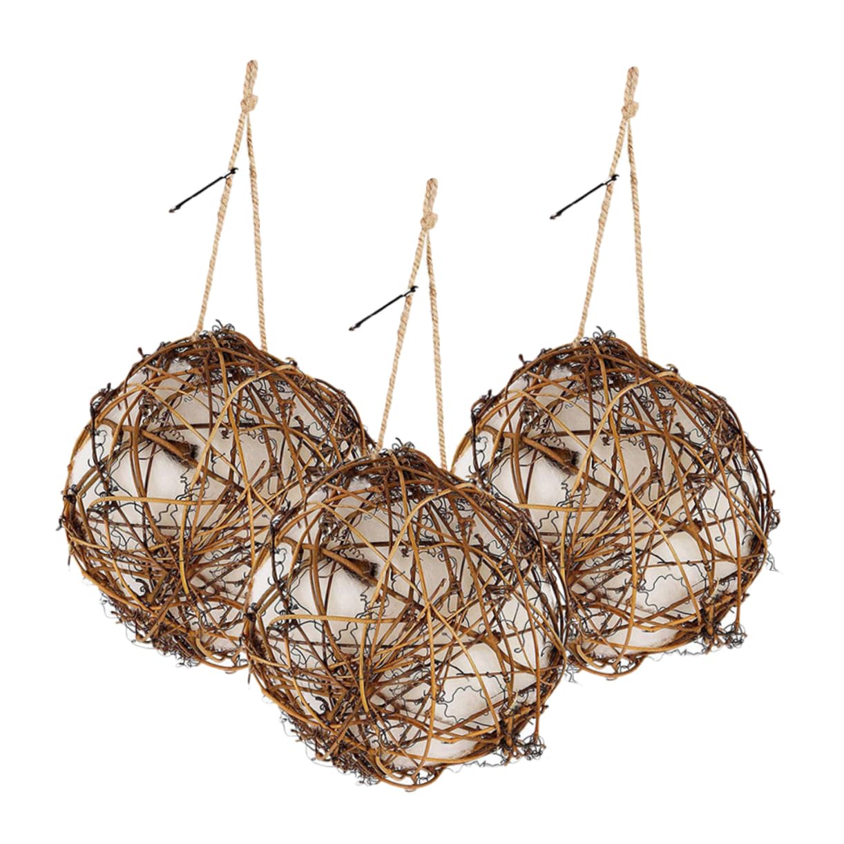 HEMOTON Bird Nesting Material 3pcs Hummingbird Nest Builder Outdoor Nesting Balls Bird Feeder Hanging for Garden