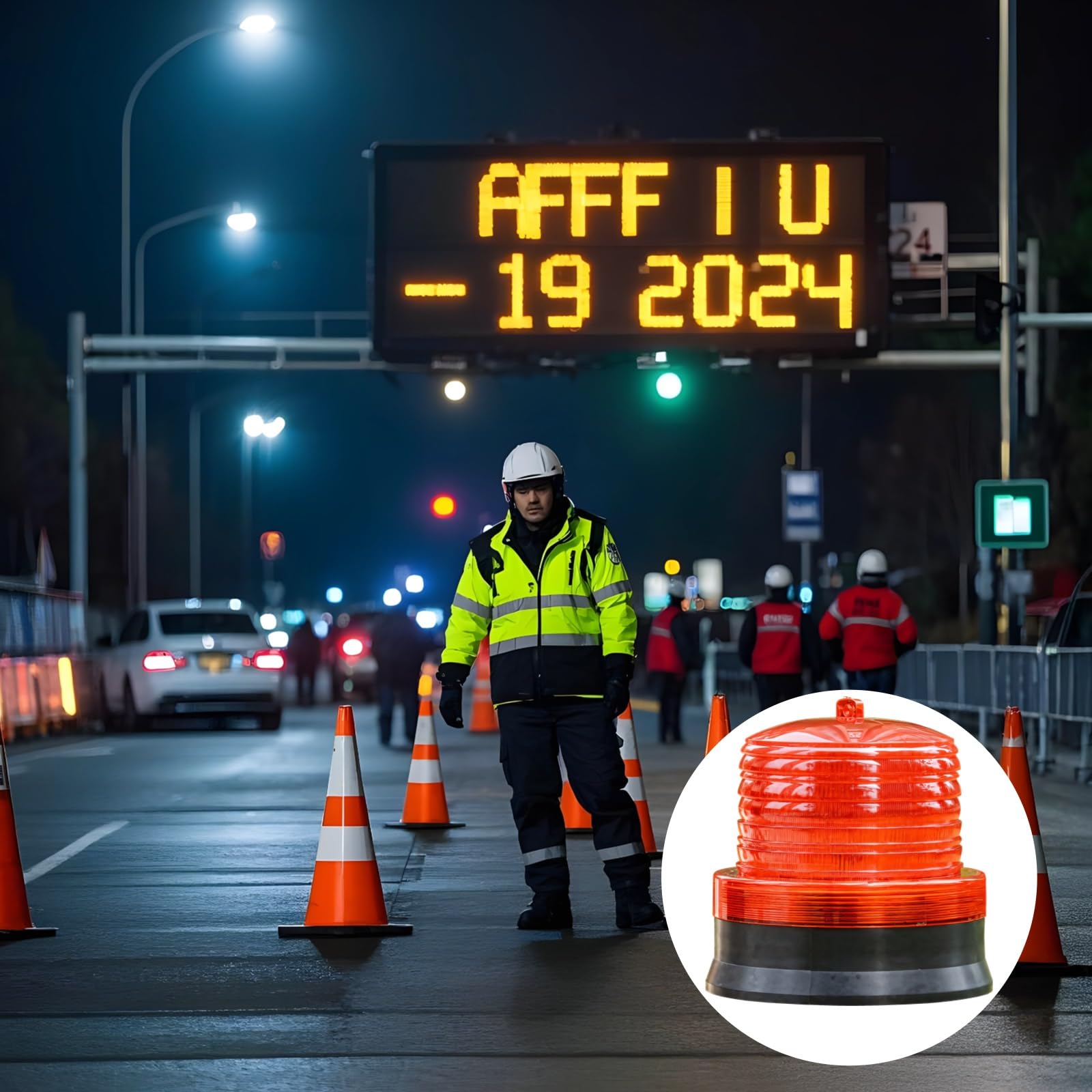 Solarne światła ostrzegawcze drogowe, lampa błyskowa LED do stref roboczych, światło z 4 diodami LED, automatyczna aktywacja zmierzchu, podstawa magnetyczna, widoczność 200 m