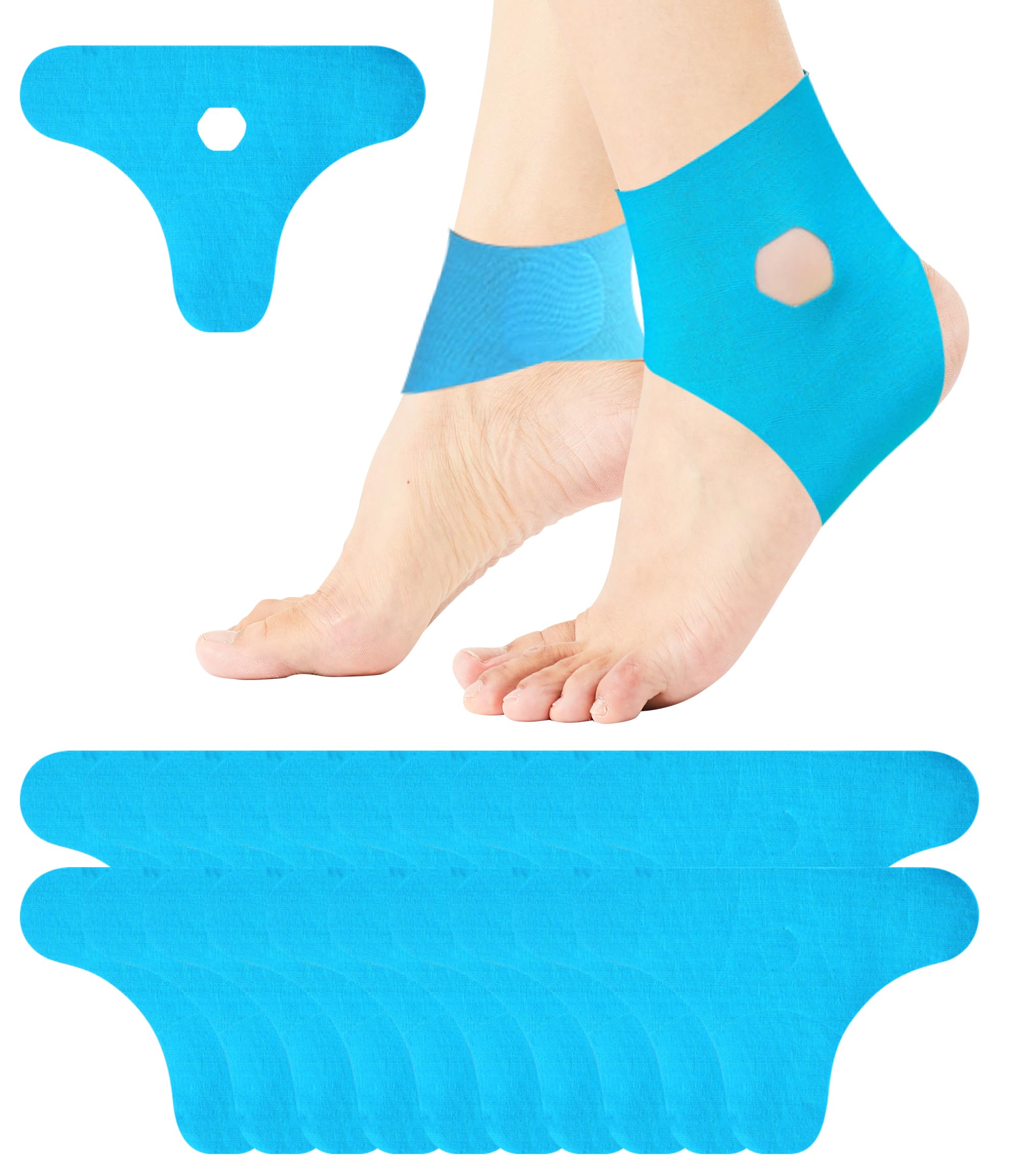 Precut - Nastro kinesiotapes, 20 pezzi, per caviglia e caviglia, delicato sulla pelle, con perfetto, alla caviglia, impermeabile, elastico