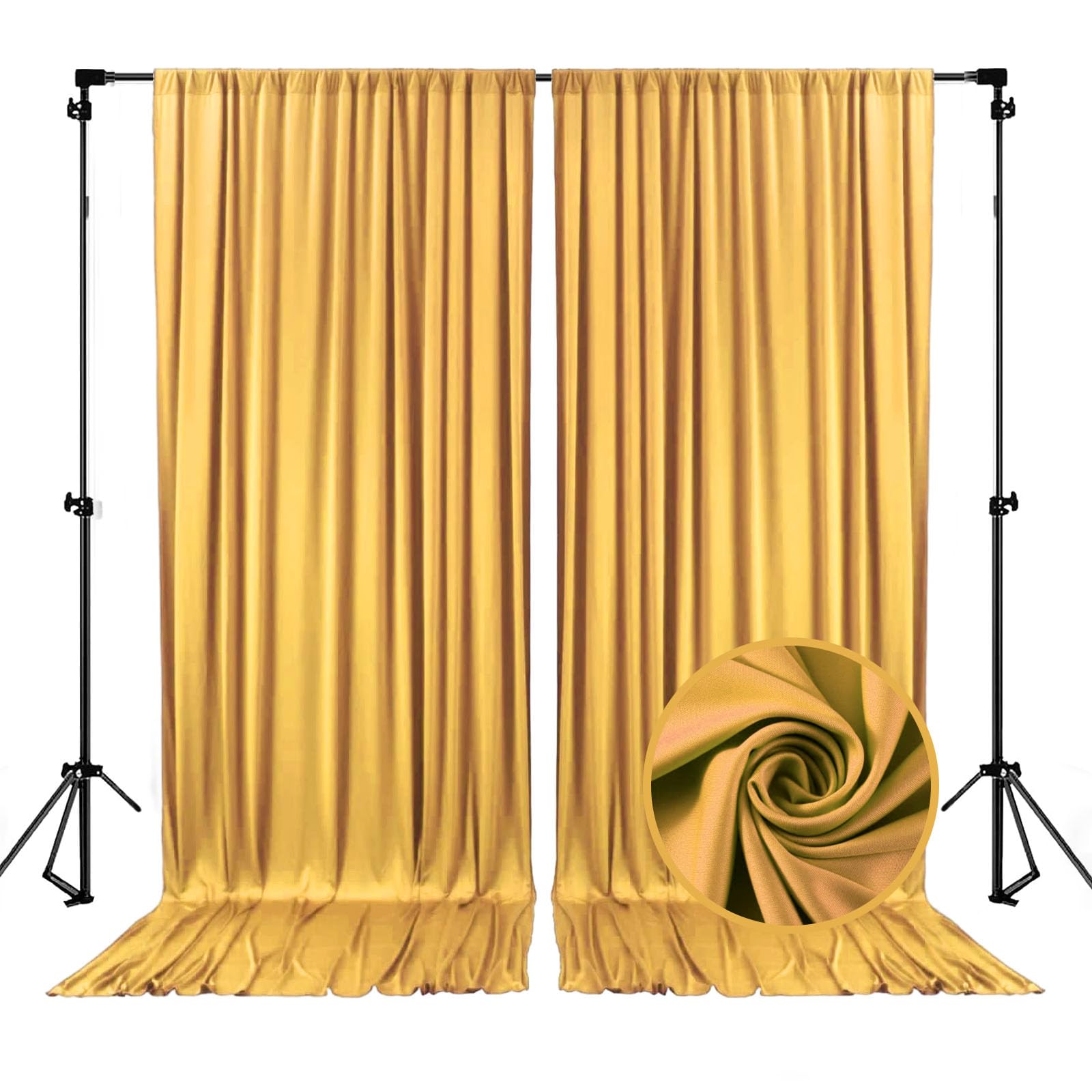 10 x 10 Feet Champagne Gold Backdrop Curtain for Partie, Background Curtains for Photoshoot, Birthday, Wedding, Halloween, Thanksgiving, Christmas,
