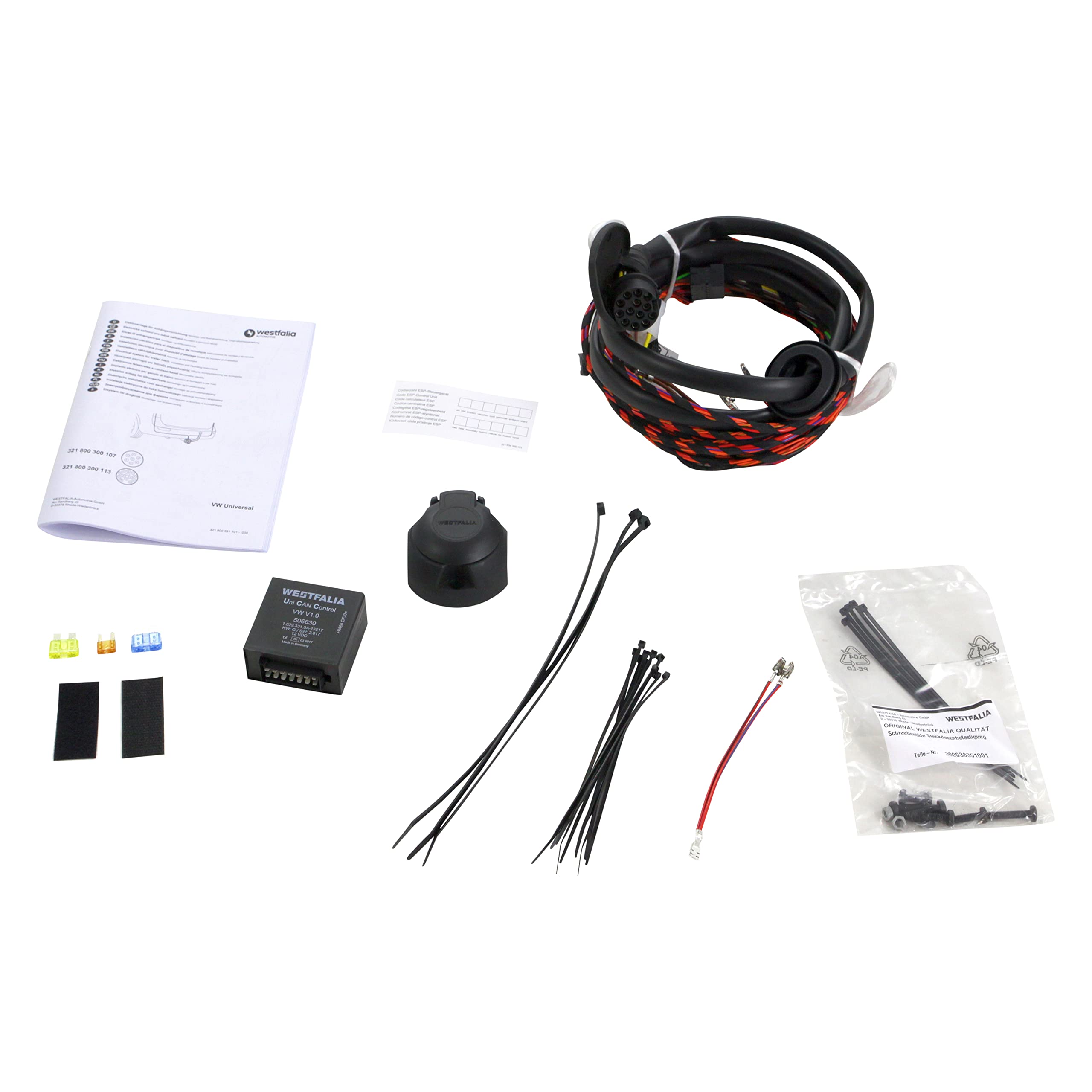 Westfalia - Gancio di traino rigido per VW Tiguan II (AD1) (BJ 04/2016-08/2023), solo per auto senza prearmatura su AHK, in set con 13 poli