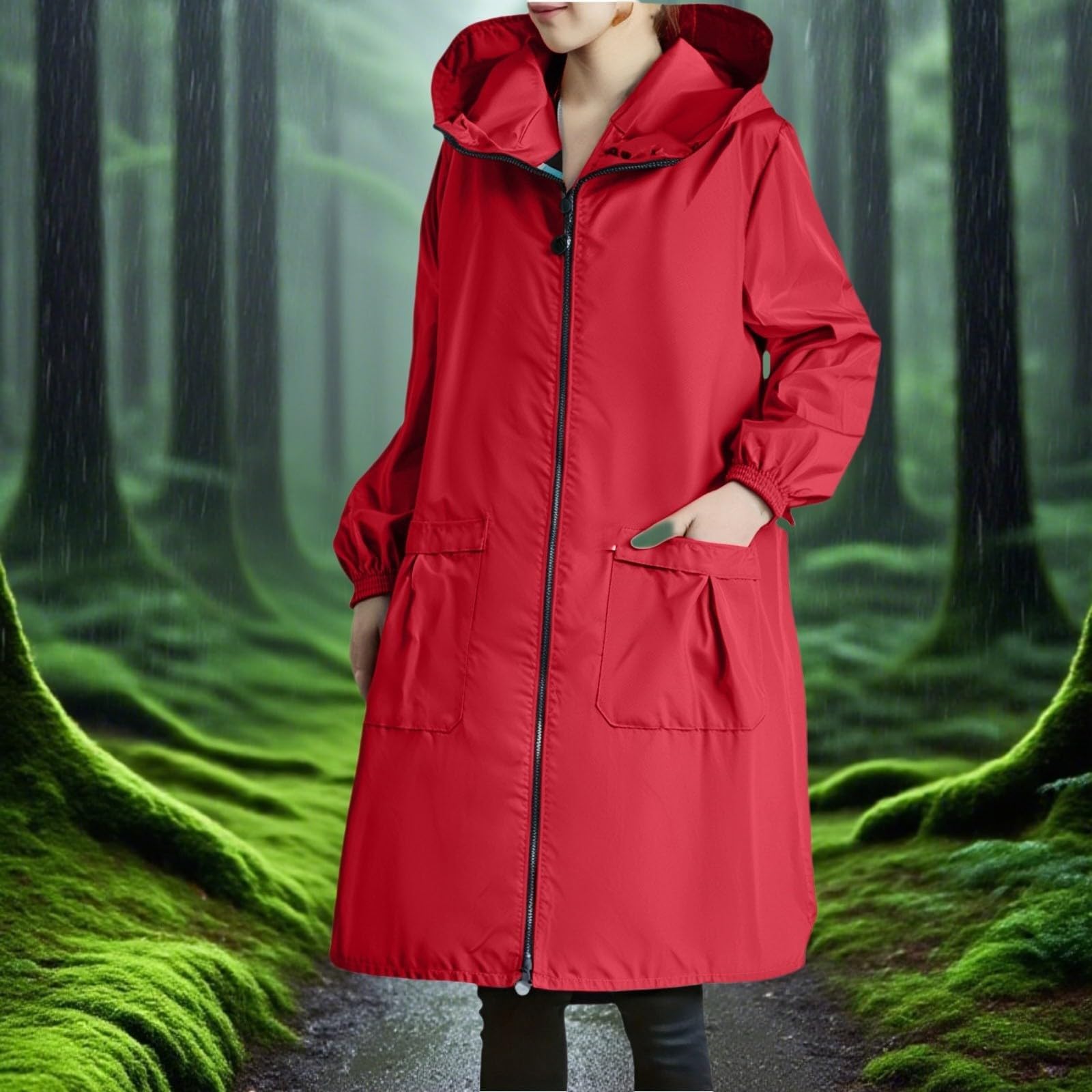 Veste de pluie pour femme, légère, pliable, imperméable, avec capuche, manteau de pluie, veste softshell, veste de vélo, grandes tailles, coupe-vent, veste d'extérieur, coupe-vent, poncho de