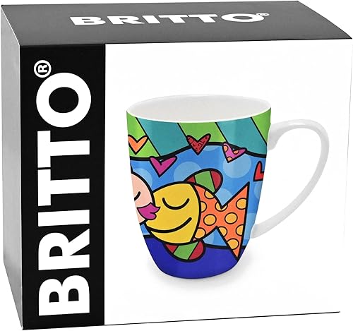 Miniatura 6 de Britto Romero Bone - Taza de café de porcelana, 16.8 onzas, profundamente enamorado, diseño de ilustraciones de pescado