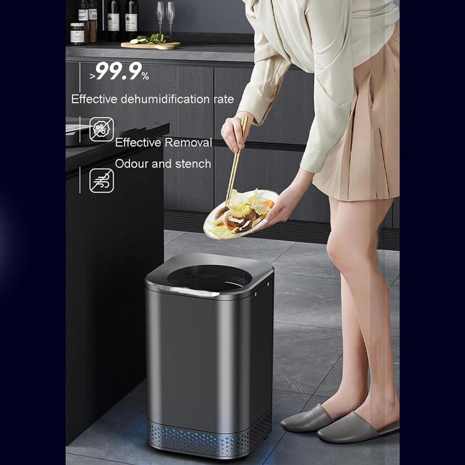 Compostador eléctrico residuos Cocina,Convierte los residuos Alimentos en abono,contenedor abono eléctrico con Soporte Inteligente Gran Capacidad,compostador Cocina