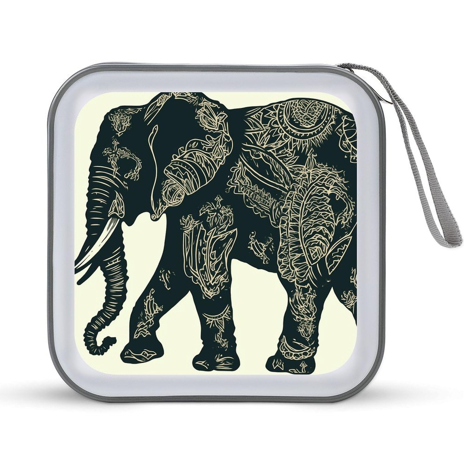 FekiLoot Elephant CD Case 40 Capacity DVD Case Holder Hard Plastic DVD Disc Storage Binder for Car Portable Zipper Disc Storage Organizer Wallet Bag for Home Travel