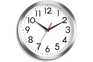Silent Wall Clock, 10" Modern Battery Operated Non-Ticking Decorative Clock