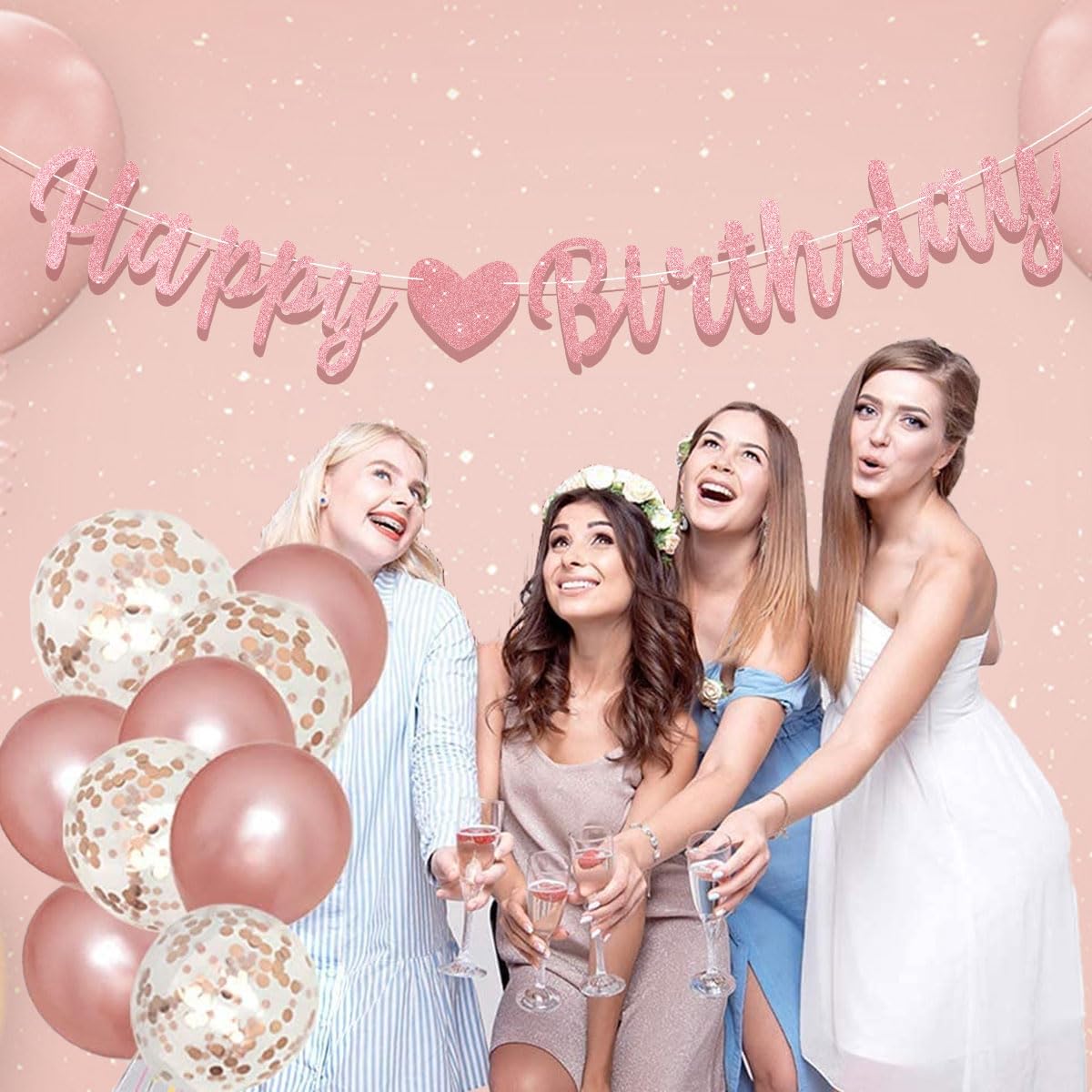 Banderines de feliz cumpleaños para mujeres y niñas, decoraciones de fiesta de cumpleaños, guirnalda de letras colgantes grandes, suministros de fiesta