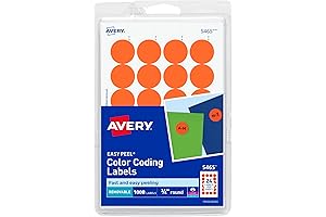 Avery Printable Orange Labels 3/4 Inch Round for Color Coding