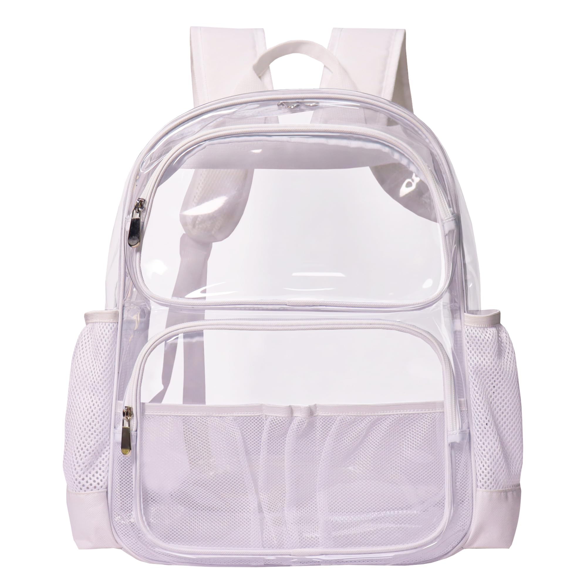 GiMiUiTo Clear Backpack Heavy Duty,17'' Transparent Bag See Through Backpack for College Work Travel Security,White