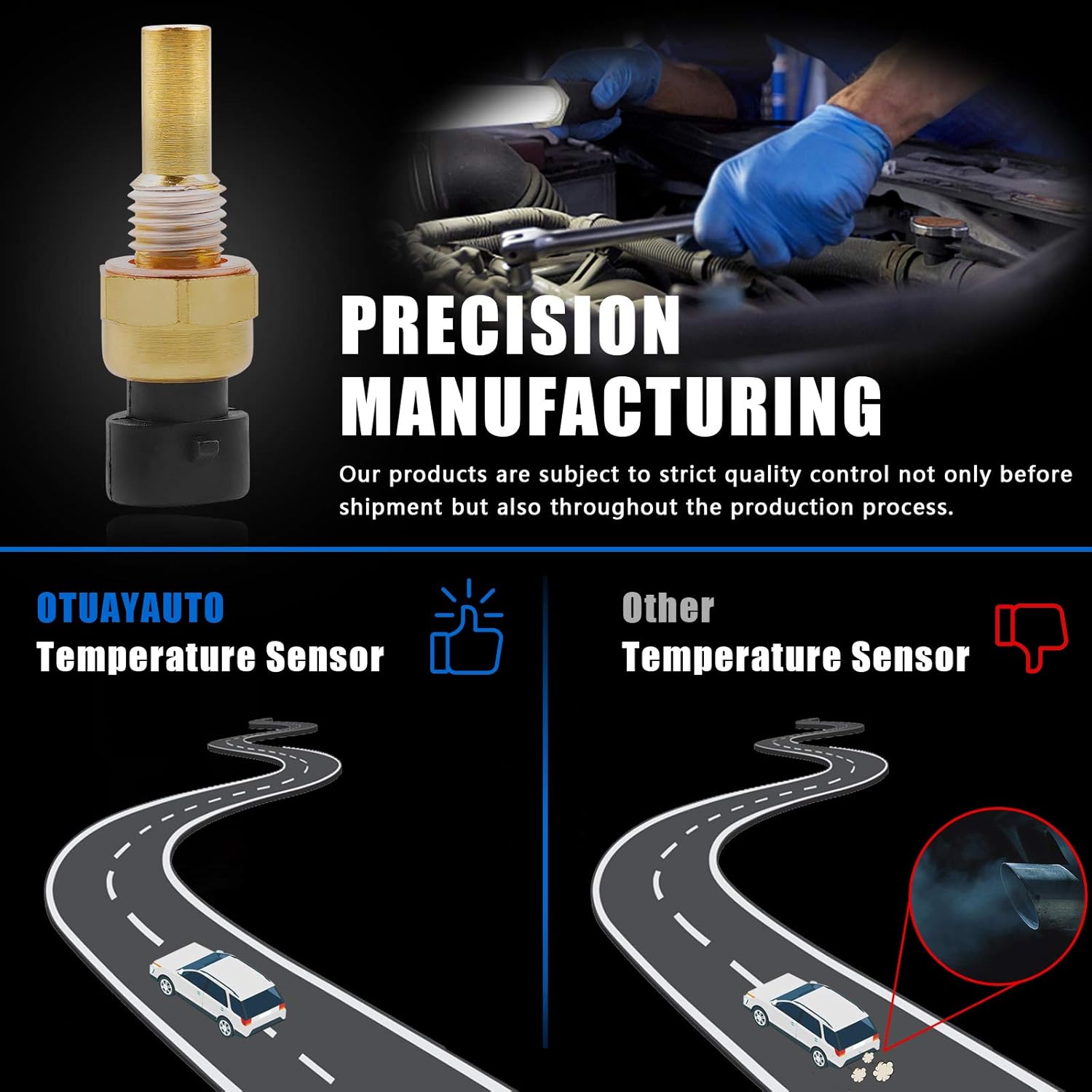 OTUAYAUTO 2134514 19236568 Engine Water Coolant Temperature Sensor - Replacement for Chevy Silverado 1500 1999-2017 Suburban Tahoe Impala Malibu, GMC Sierra 1500 Savana Yukon, Buick Lacrosse Regal